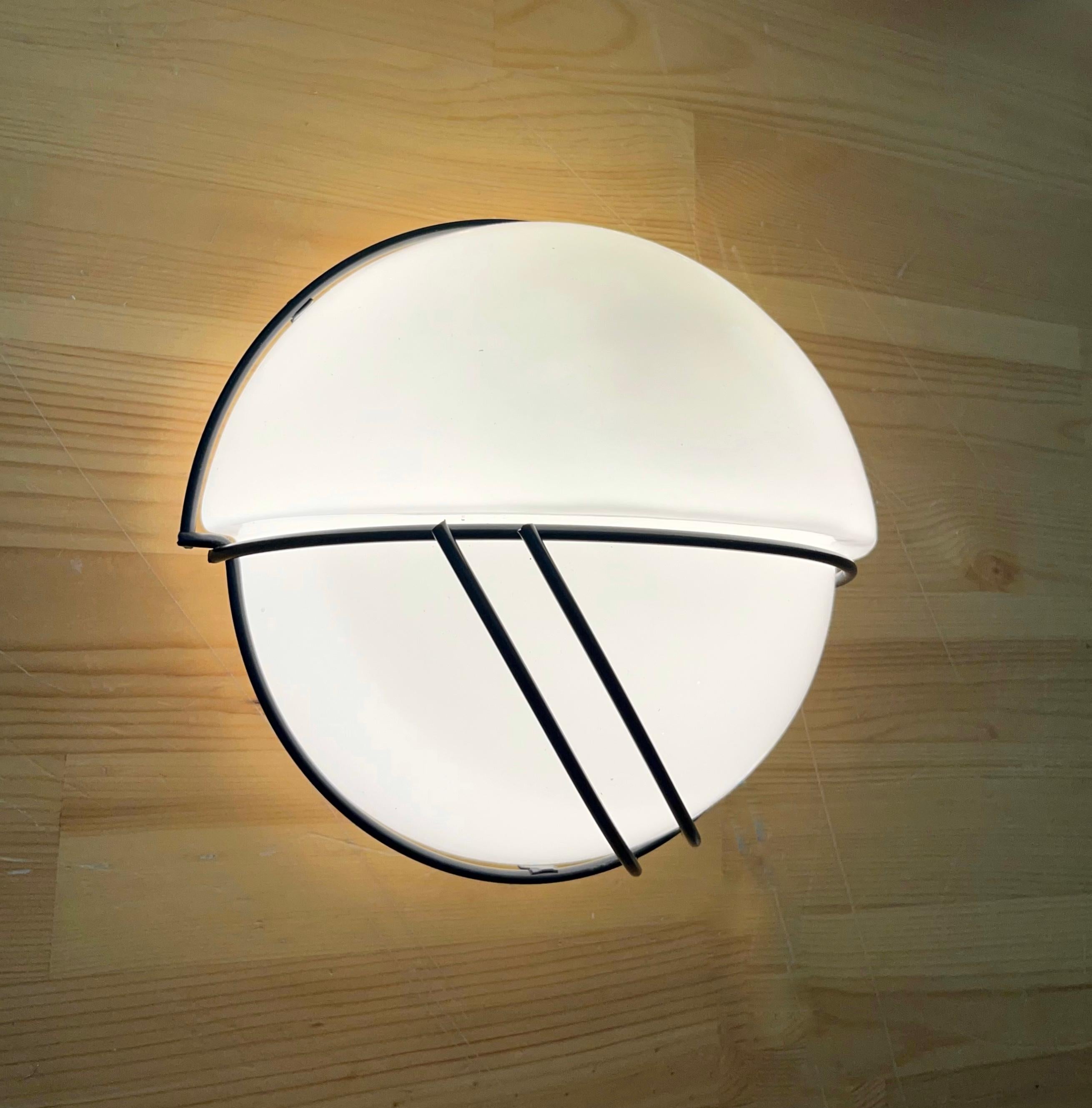 Post-Modern German Postmodern Pair of White Glass Wall Sconces by Sische, 1980s