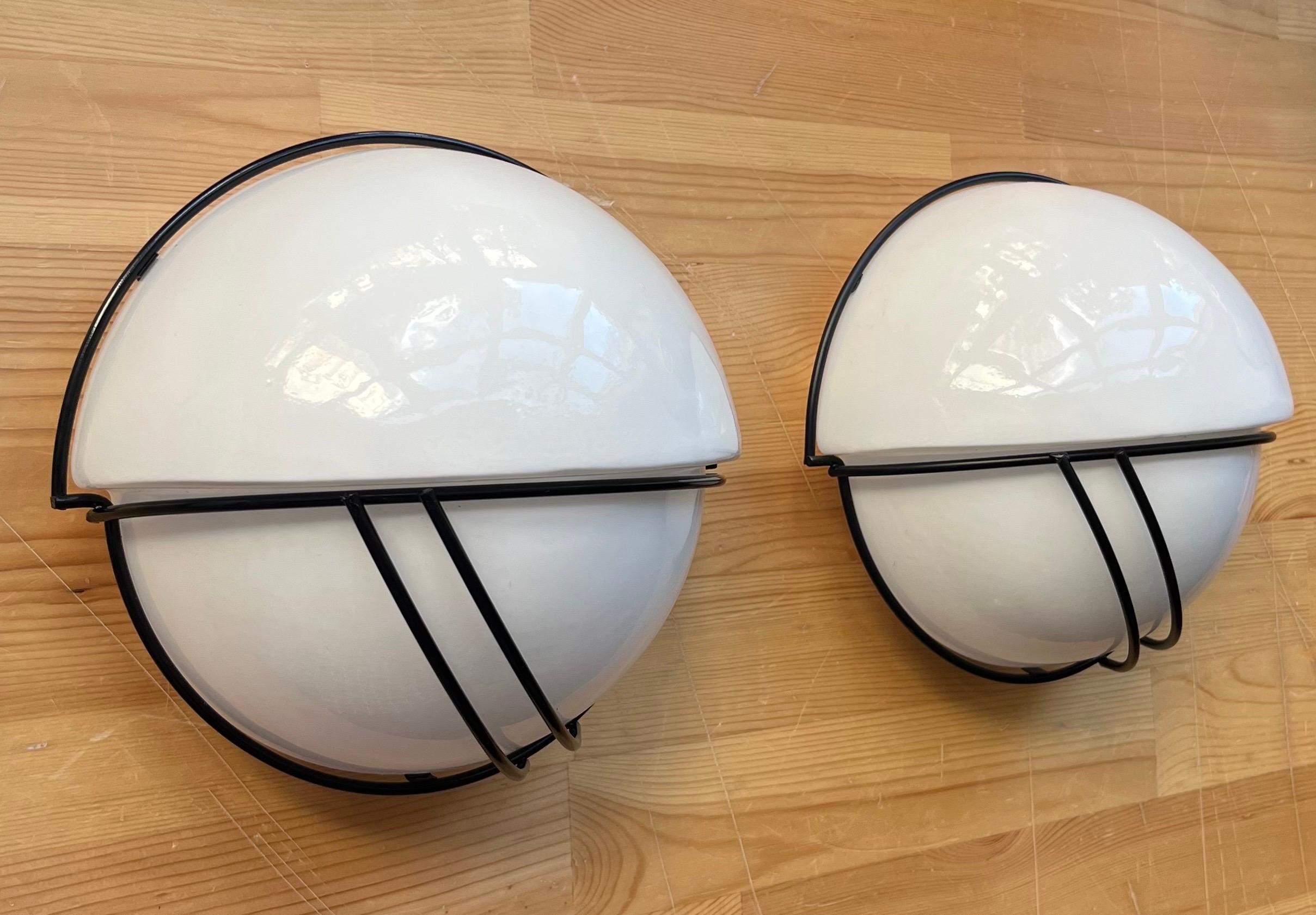 Metal German Postmodern Pair of White Glass Wall Sconces by Sische, 1980s