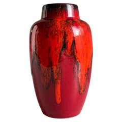 German Pottery Drip Glaze Vase by Scheurich, Mid Century 1960s, Space Age