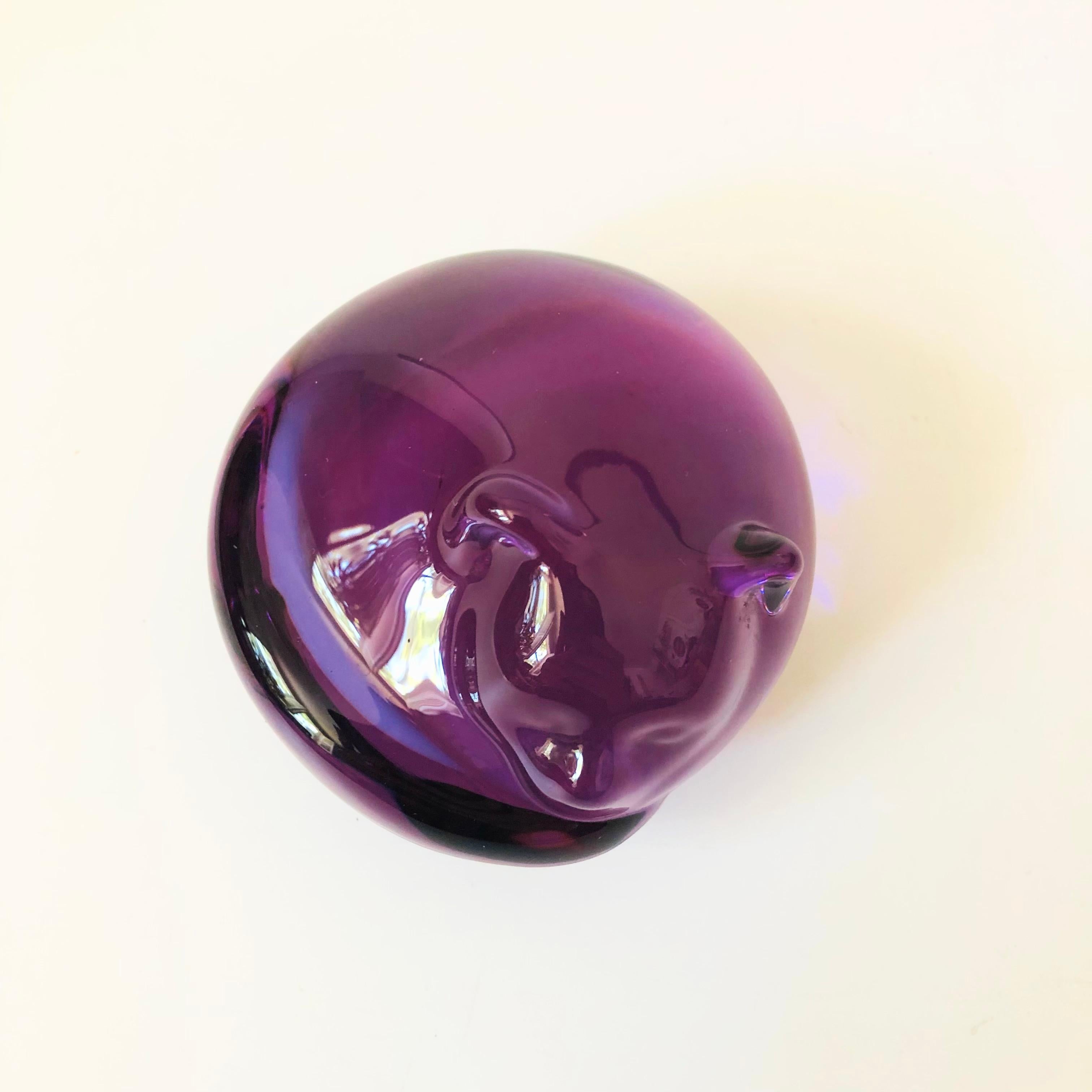 Post-Modern German Purple Crystal Cat Paperweight