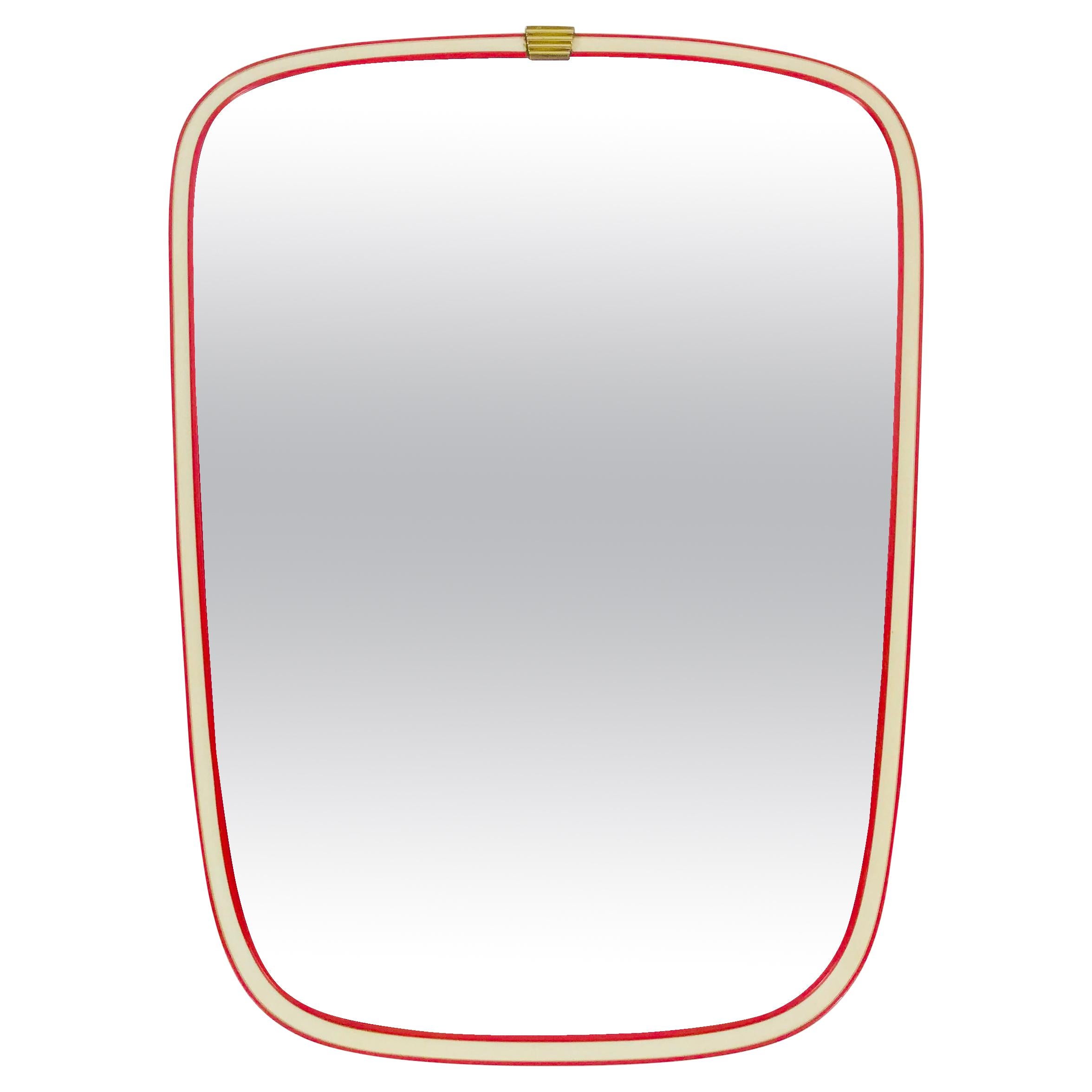 German Red Framed Asymmetrical Wall Mirror by Arax Zierspiegel, 1960s, Germany