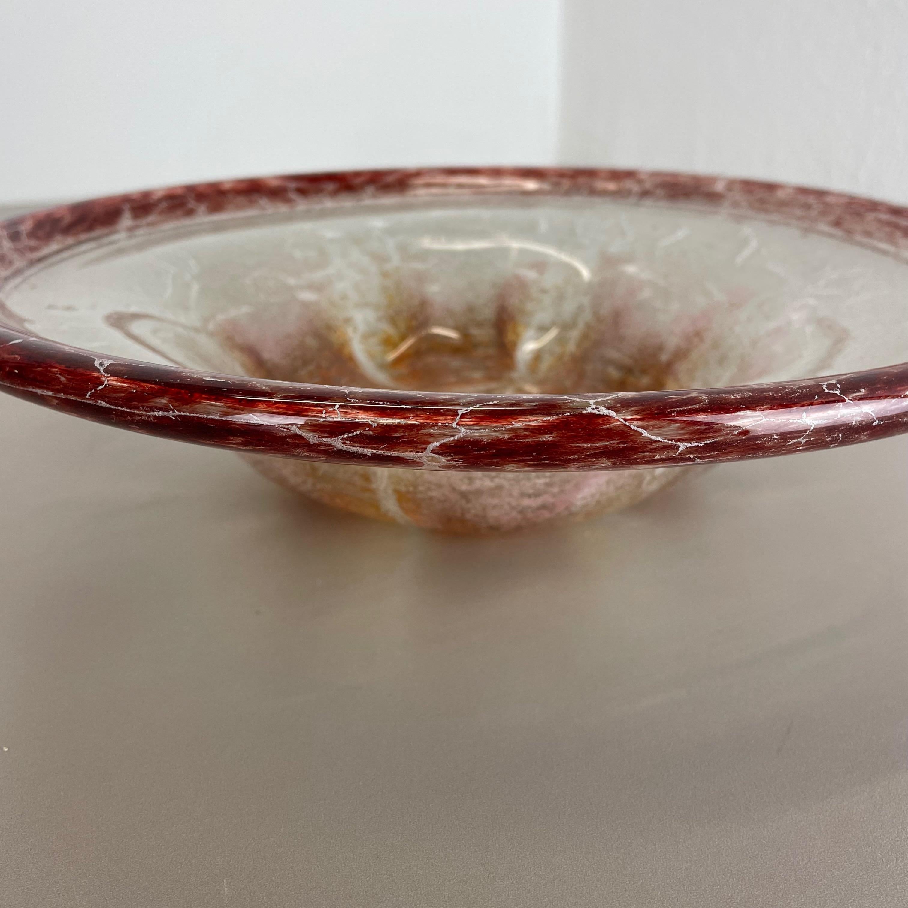 German Red Glass Bowl by Karl Wiedmann for WMF Ikora, 1930s Baushaus Art Deco For Sale 8