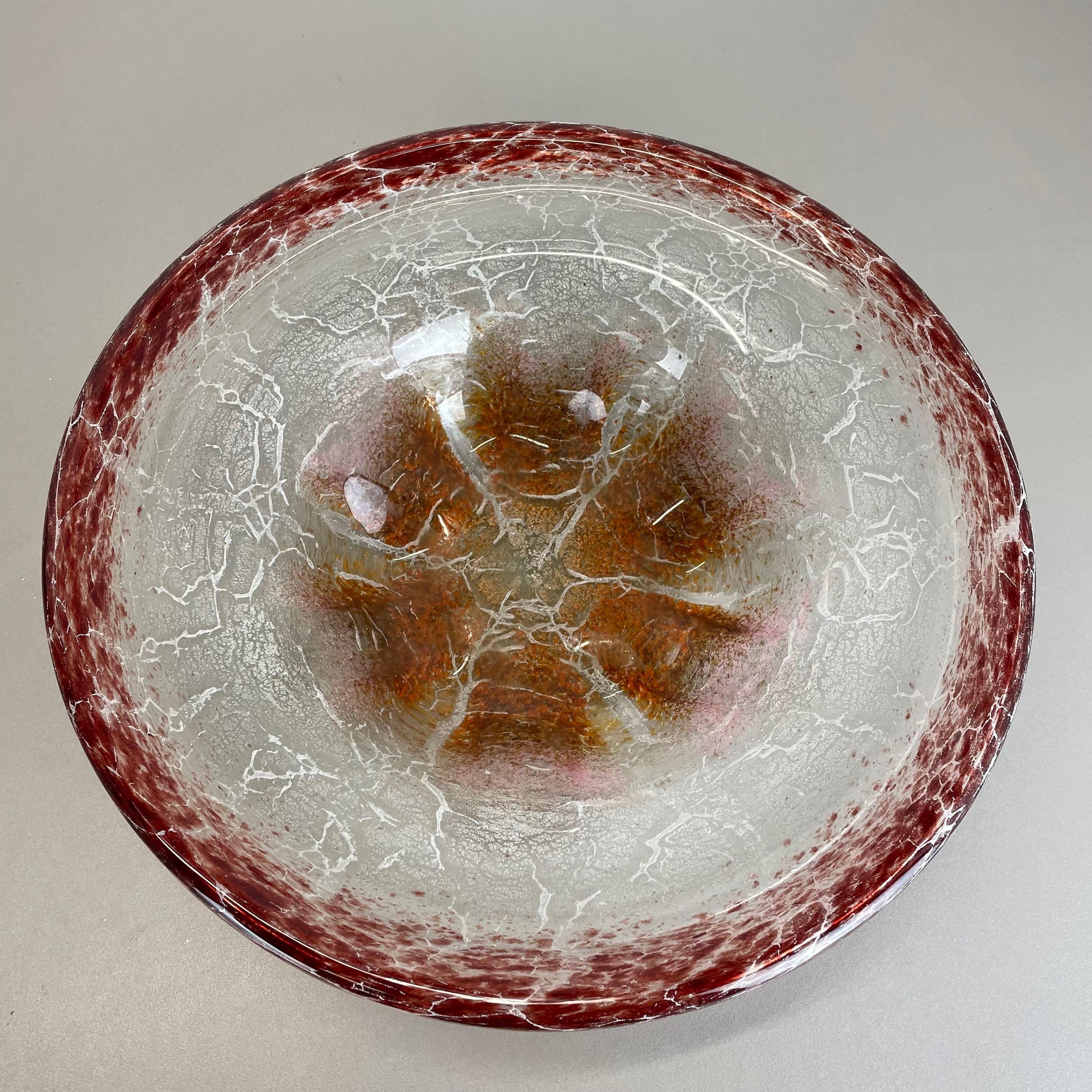 German Red Glass Bowl by Karl Wiedmann for WMF Ikora, 1930s Baushaus Art Deco For Sale 9