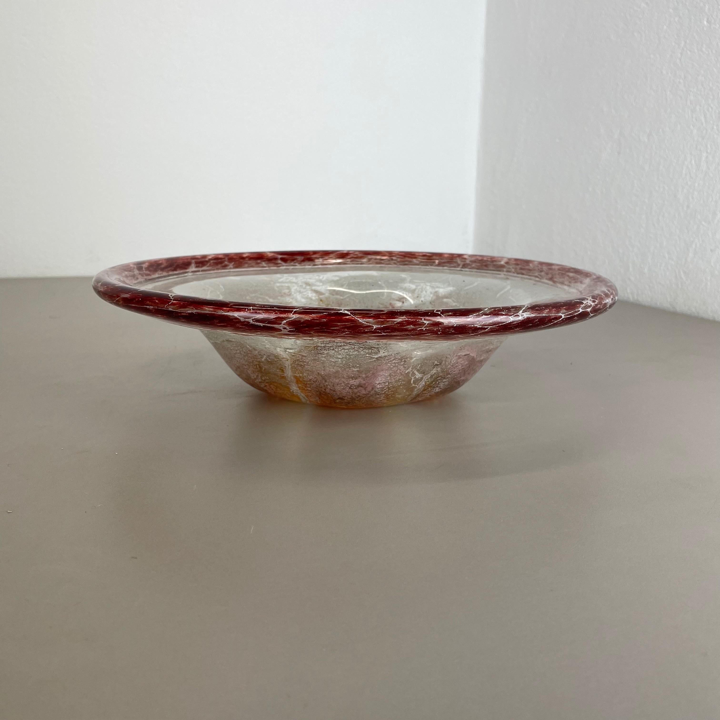 German Red Glass Bowl by Karl Wiedmann for WMF Ikora, 1930s Baushaus Art Deco In Good Condition For Sale In Kirchlengern, DE
