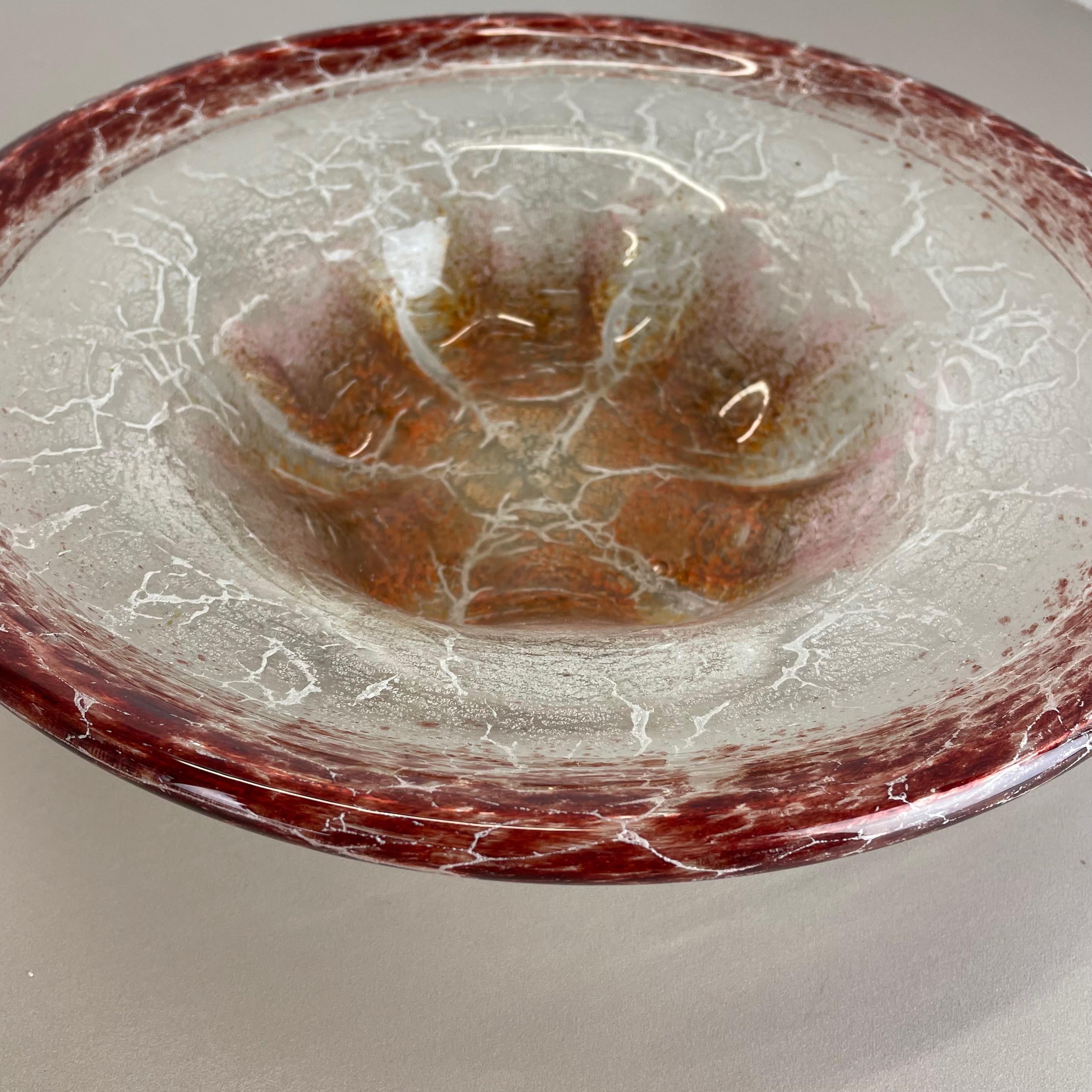 German Red Glass Bowl by Karl Wiedmann for WMF Ikora, 1930s Baushaus Art Deco For Sale 4