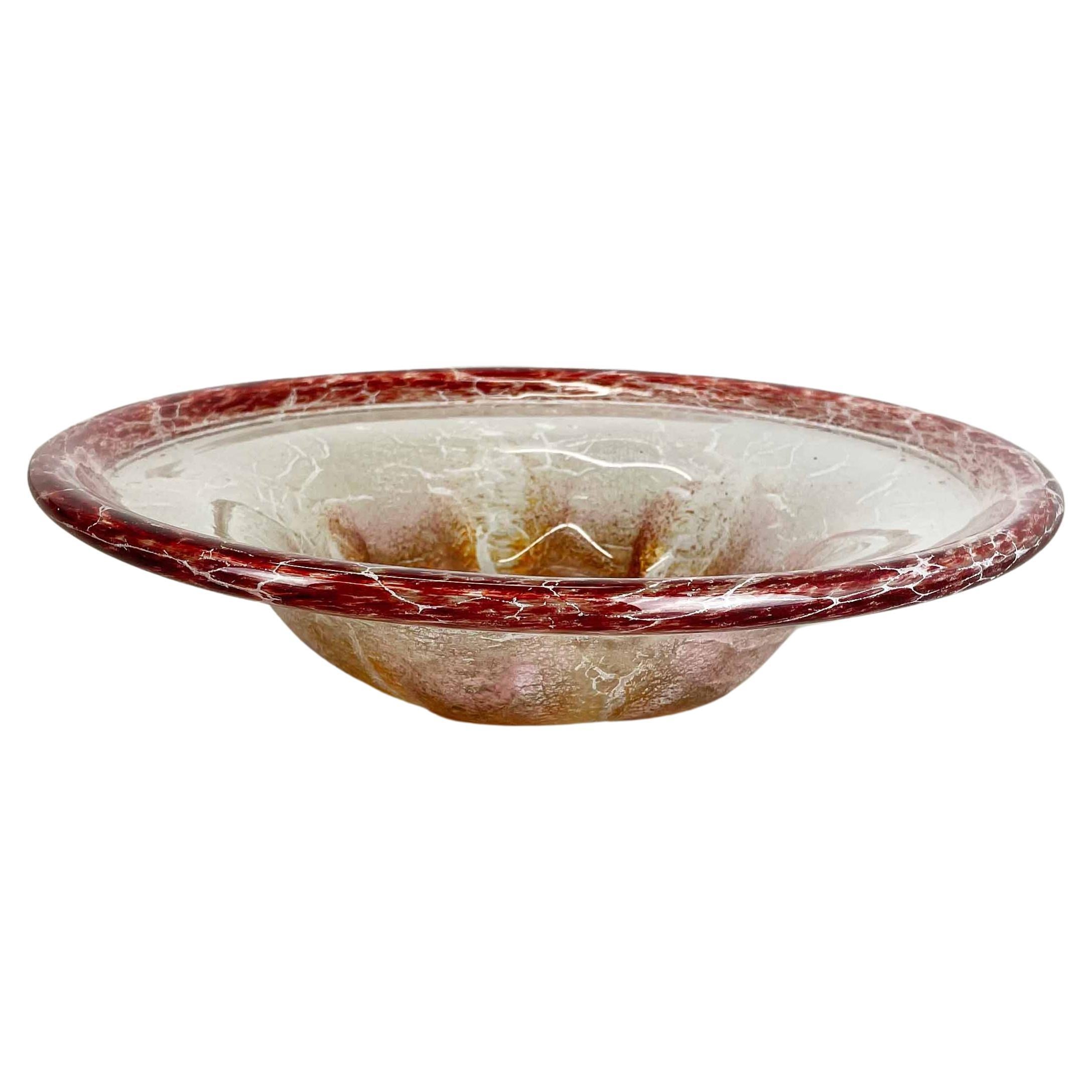 German Red Glass Bowl by Karl Wiedmann for WMF Ikora, 1930s Baushaus Art Deco For Sale