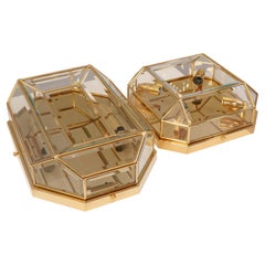 german regency hollywood brass lamps with facetted glass wall and ceiling lamp