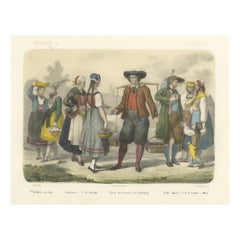 German Regional Costumes – Bavarian and Saxon Figures, c.1845
