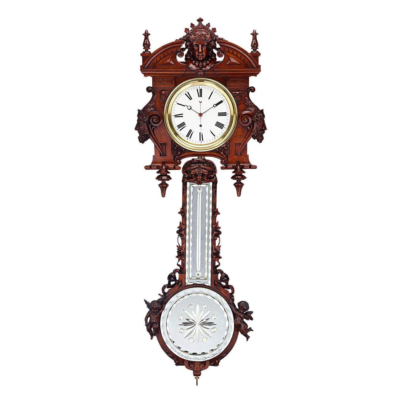 German Regulator Pinwheel Clock with Wood Pendulum