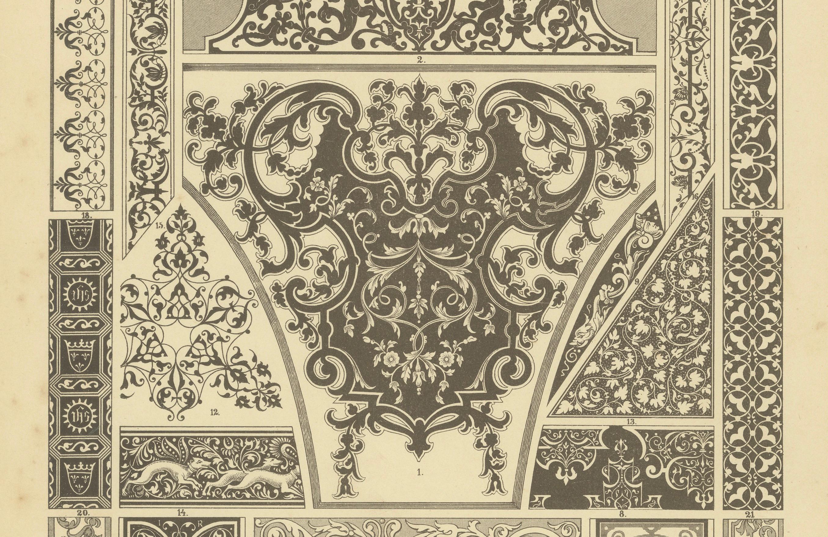 German Renaissance Decorative Arts from Der Ornamentenschatz, 1887 In Good Condition For Sale In Langweer, NL
