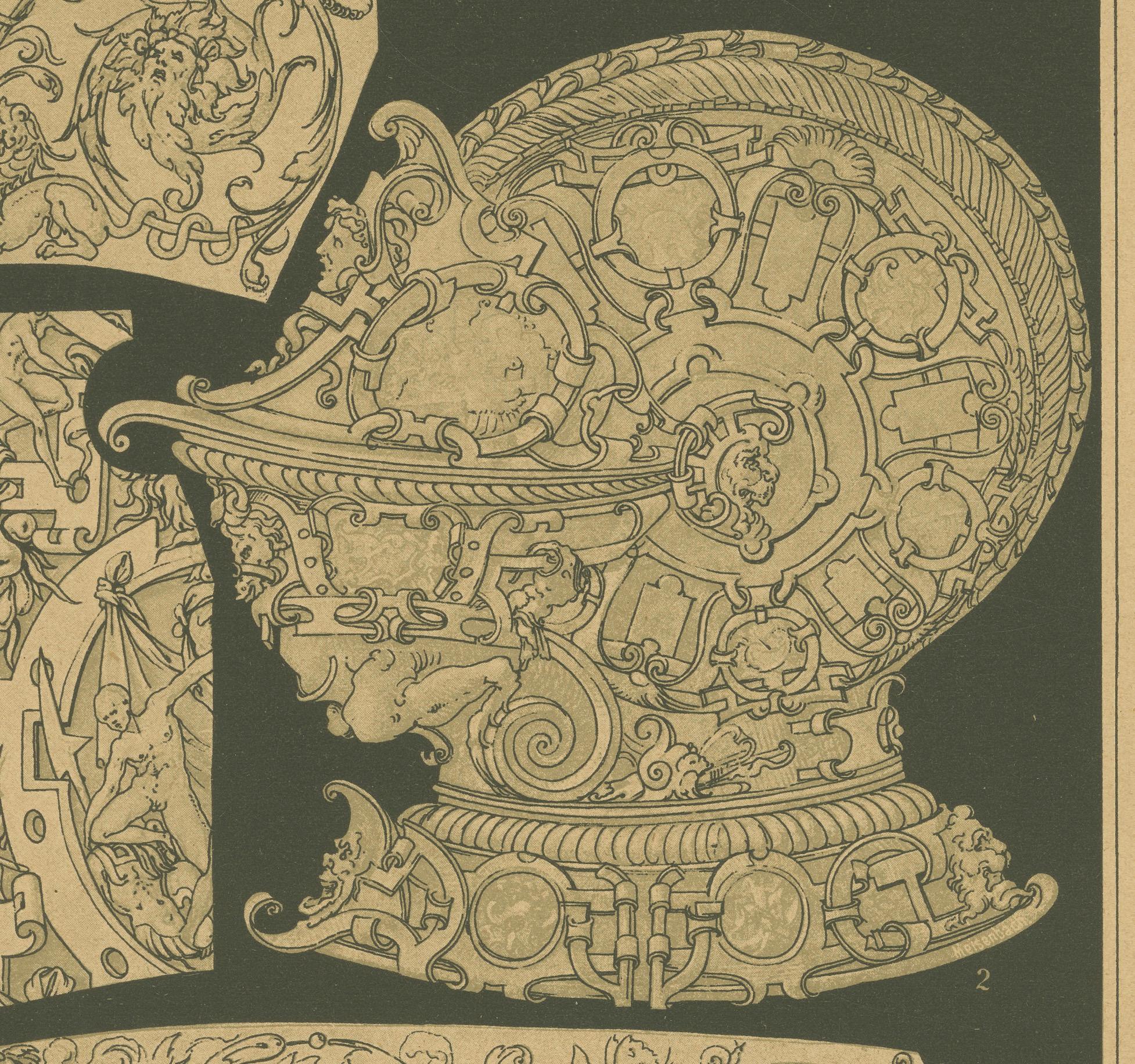 Diseños Renacentistas Alemanes de Metalistería de Der Ornamentenschatz, 1887 Papel en venta
