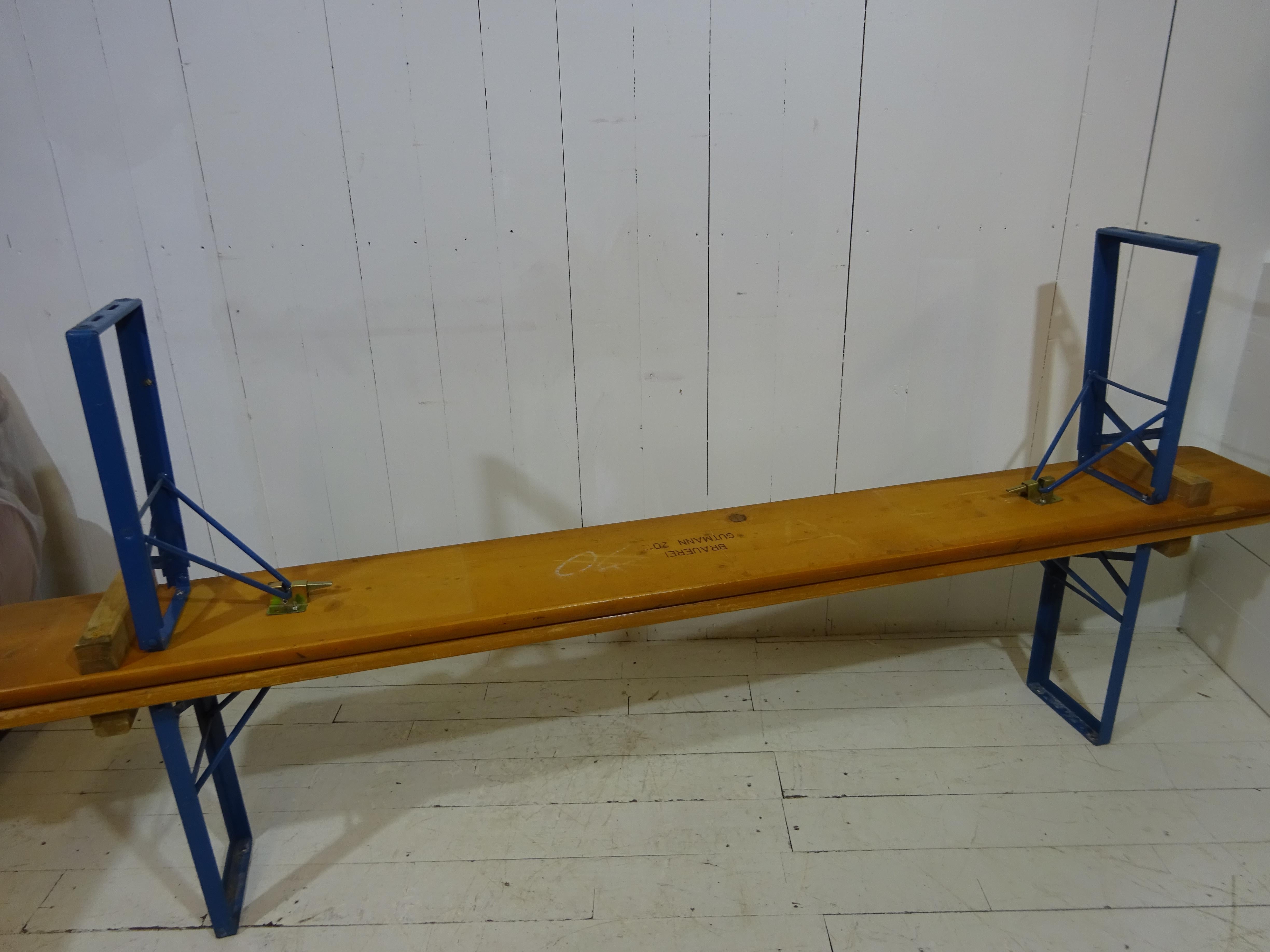 Steel German Retro Folding Brewery Bench For Sale