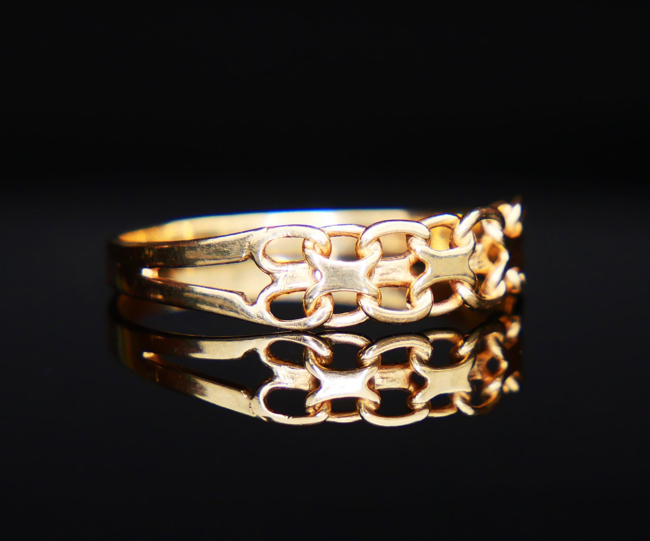 Art déco Bague allemande unisexe Maillons de chaîne en or jaune 18K Ø 8.75 US / 1.5 gr en vente