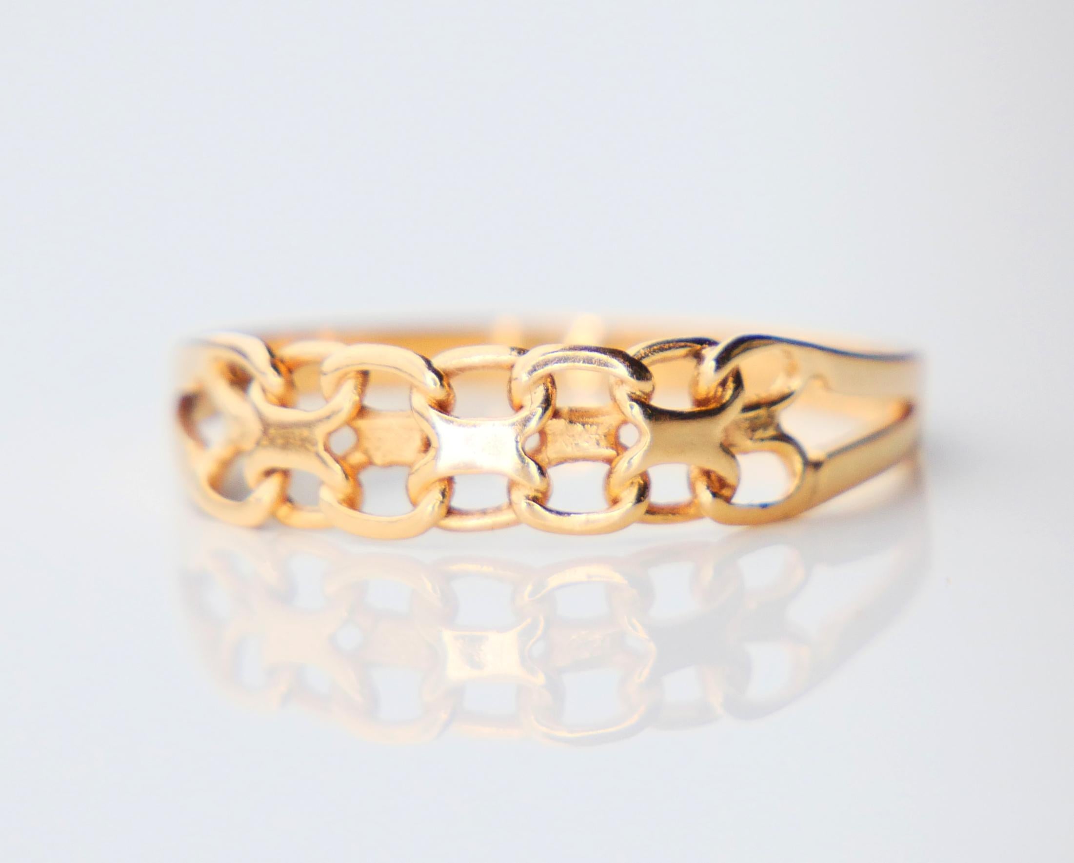 Bague allemande unisexe Maillons de chaîne en or jaune 18K Ø 8.75 US / 1.5 gr en vente 1