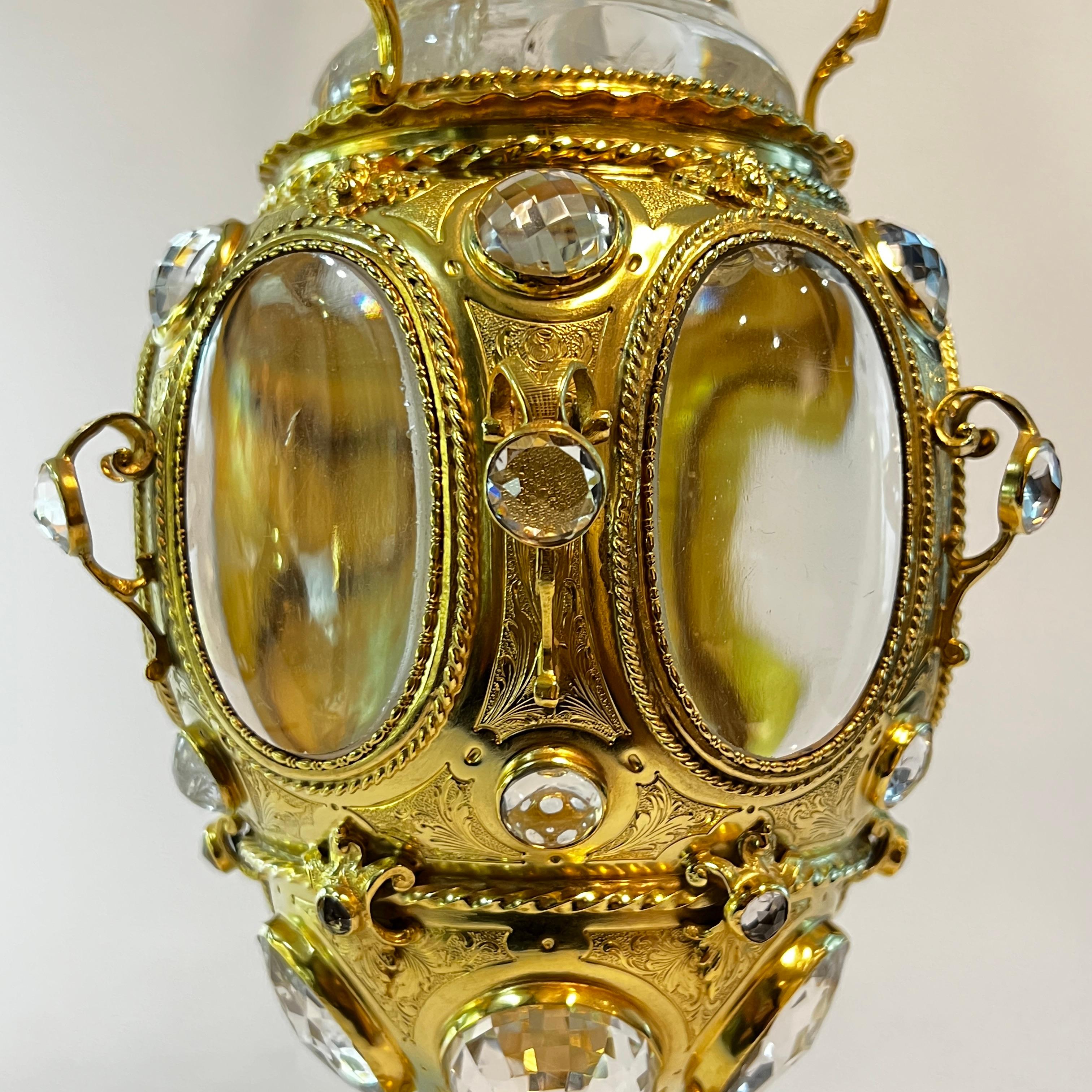 German Rock Crystal and Gilt Brass Coupe with Cover For Sale 6
