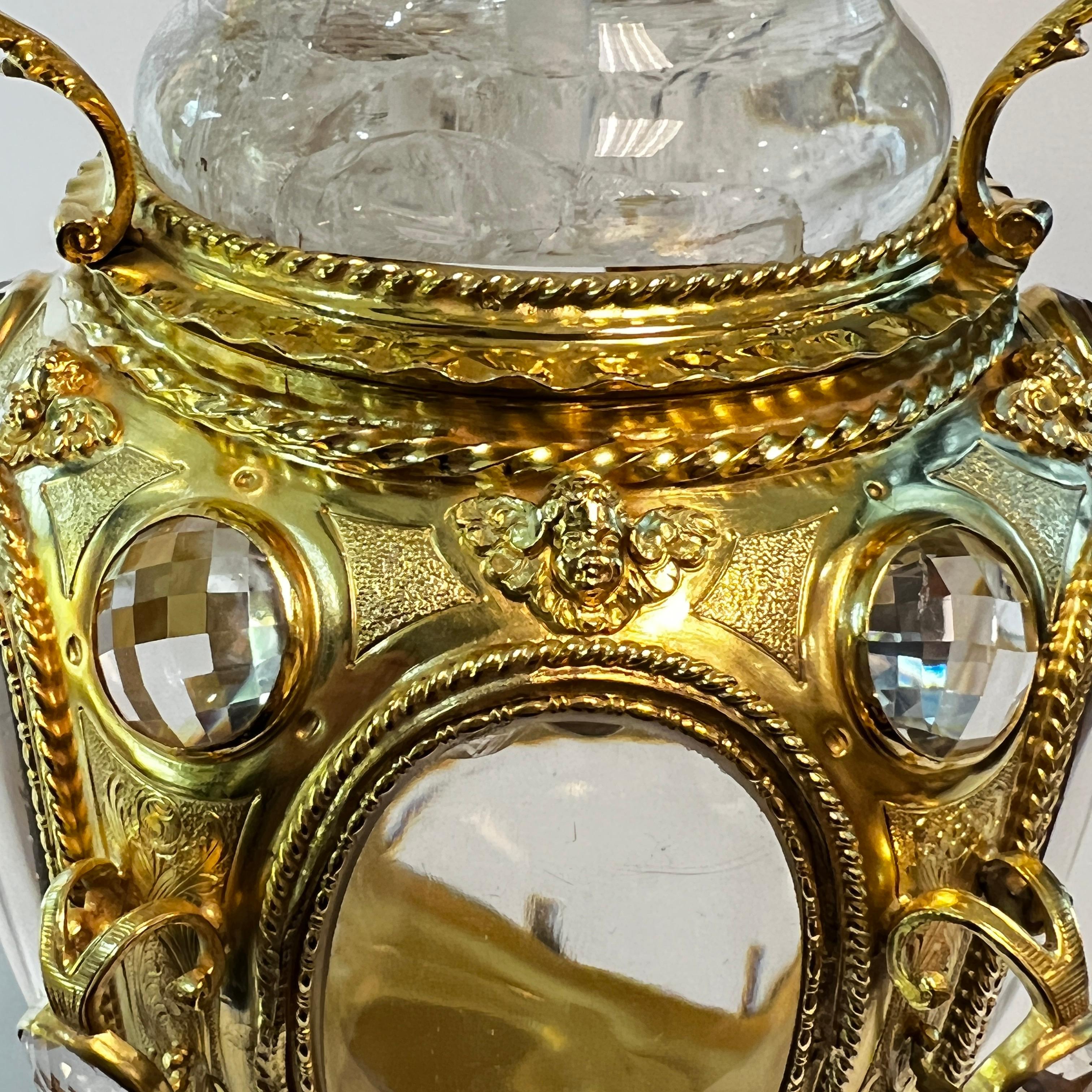 German Rock Crystal and Gilt Brass Coupe with Cover For Sale 7