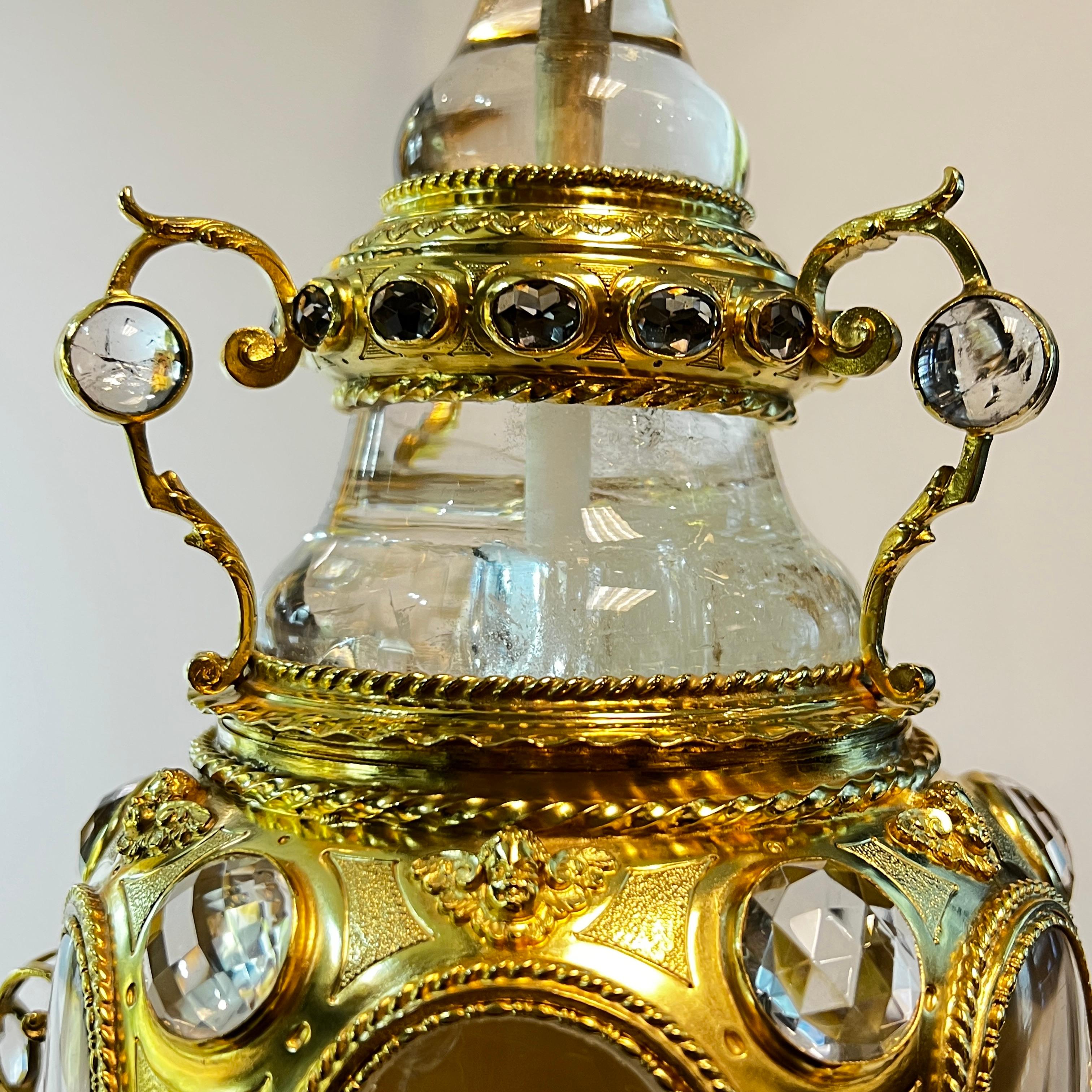 German Rock Crystal and Gilt Brass Coupe with Cover For Sale 9