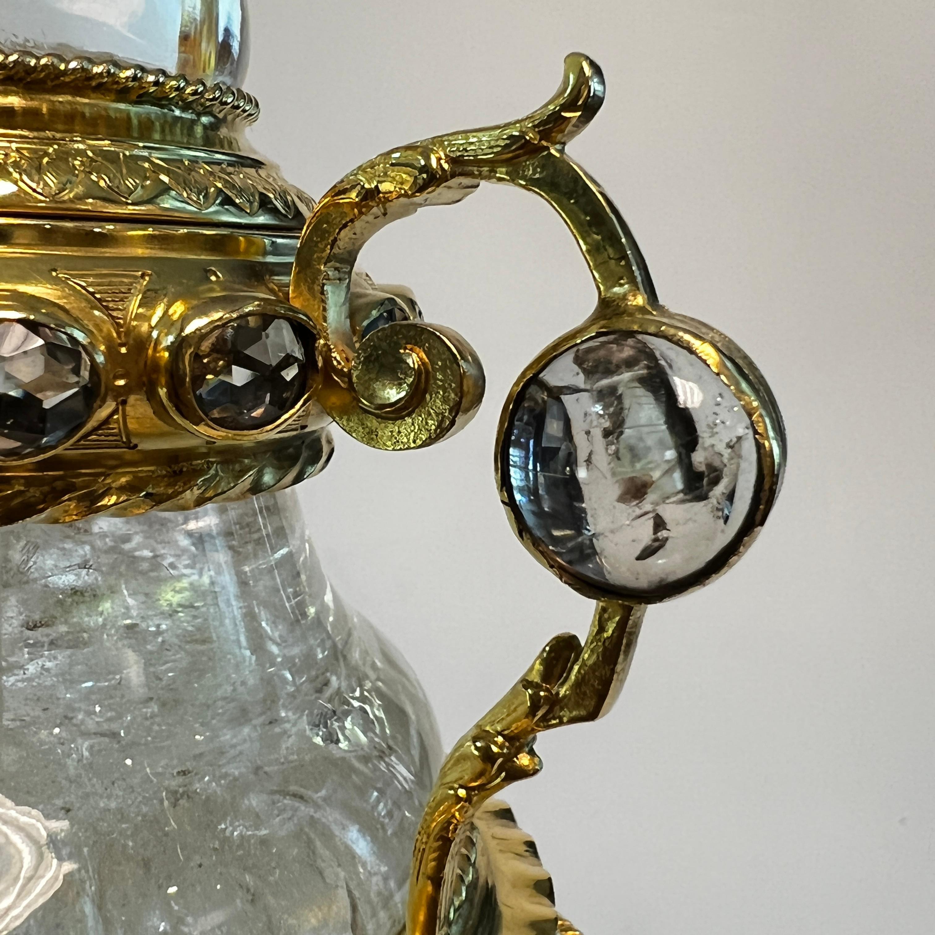 German Rock Crystal and Gilt Brass Coupe with Cover For Sale 10
