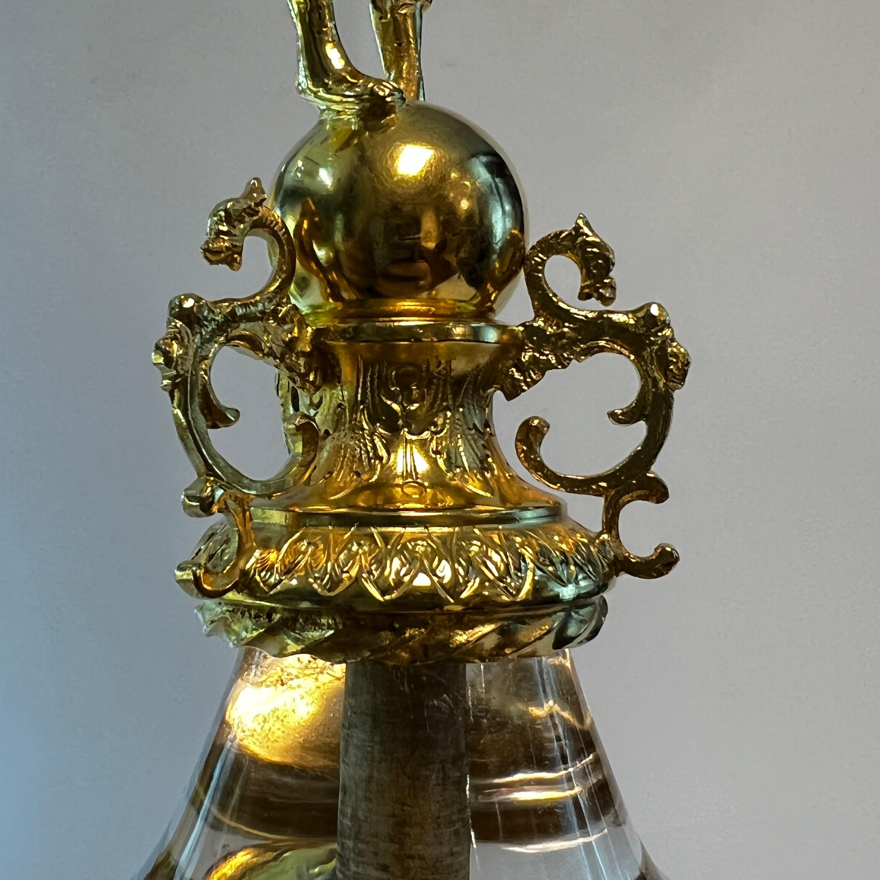 German Rock Crystal and Gilt Brass Coupe with Cover For Sale 11
