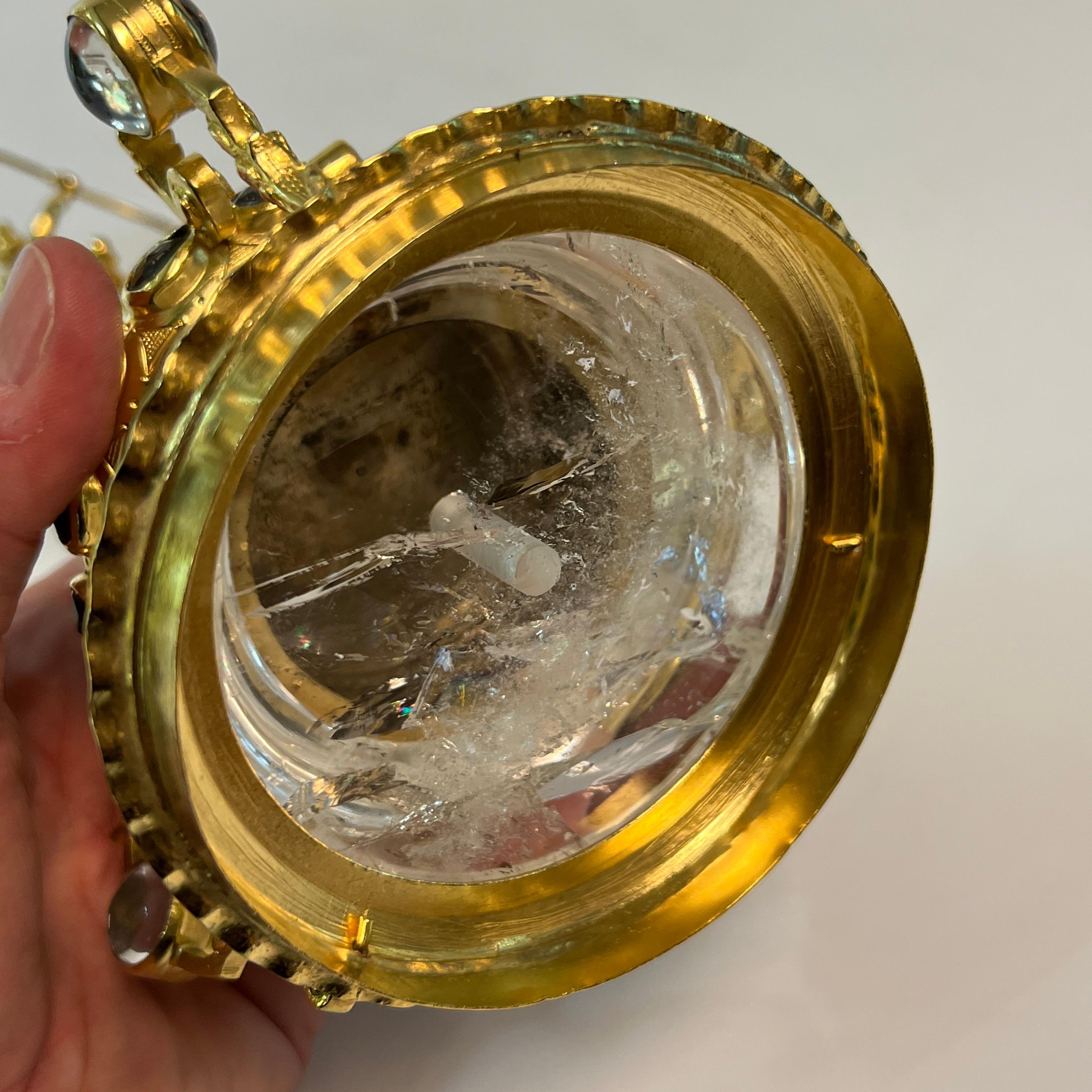 German Rock Crystal and Gilt Brass Coupe with Cover For Sale 13