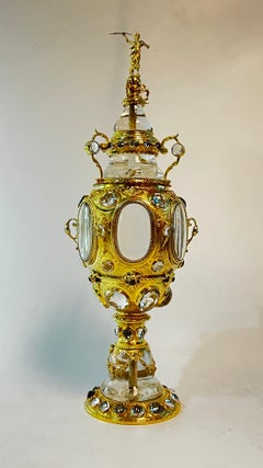 German Rock Crystal and Gilt Brass Coupe with Cover