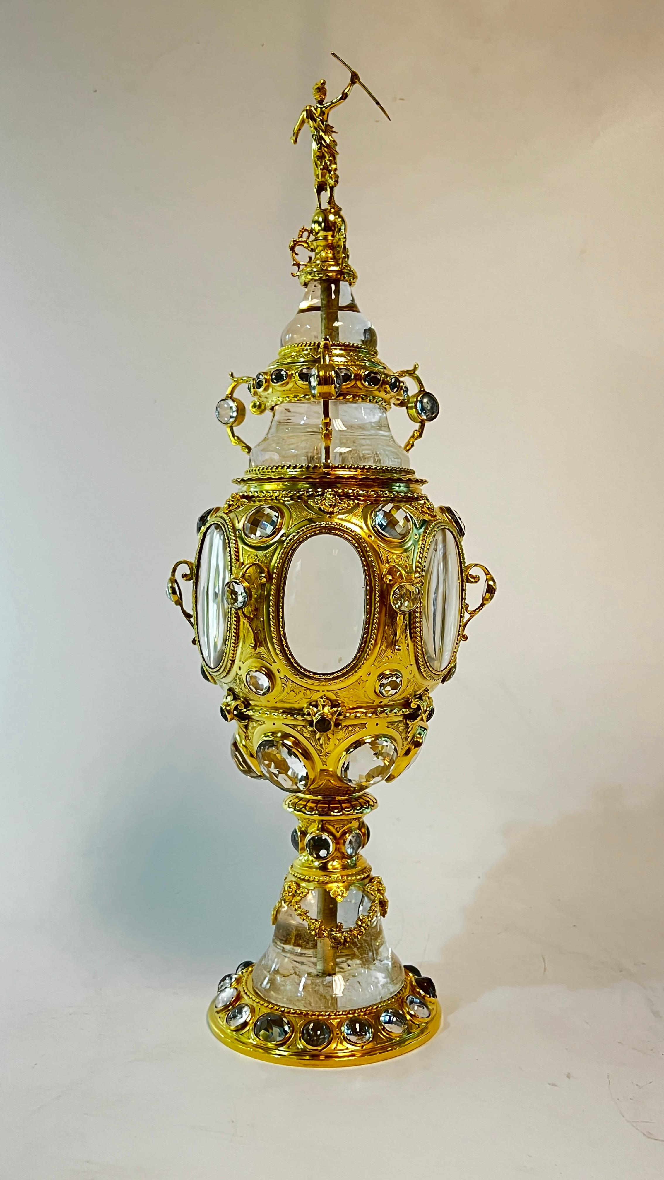 German Rock Crystal and Gilt Brass Coupe with Cover In Good Condition For Sale In New York, US