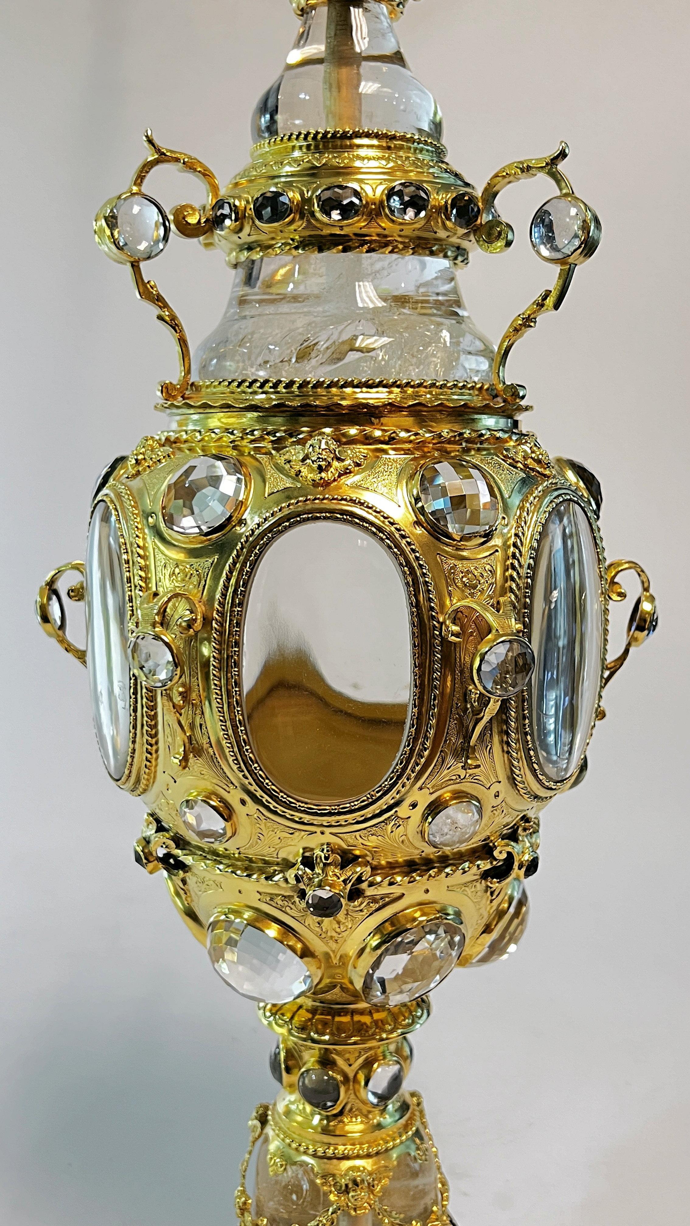 German Rock Crystal and Gilt Brass Coupe with Cover For Sale 2