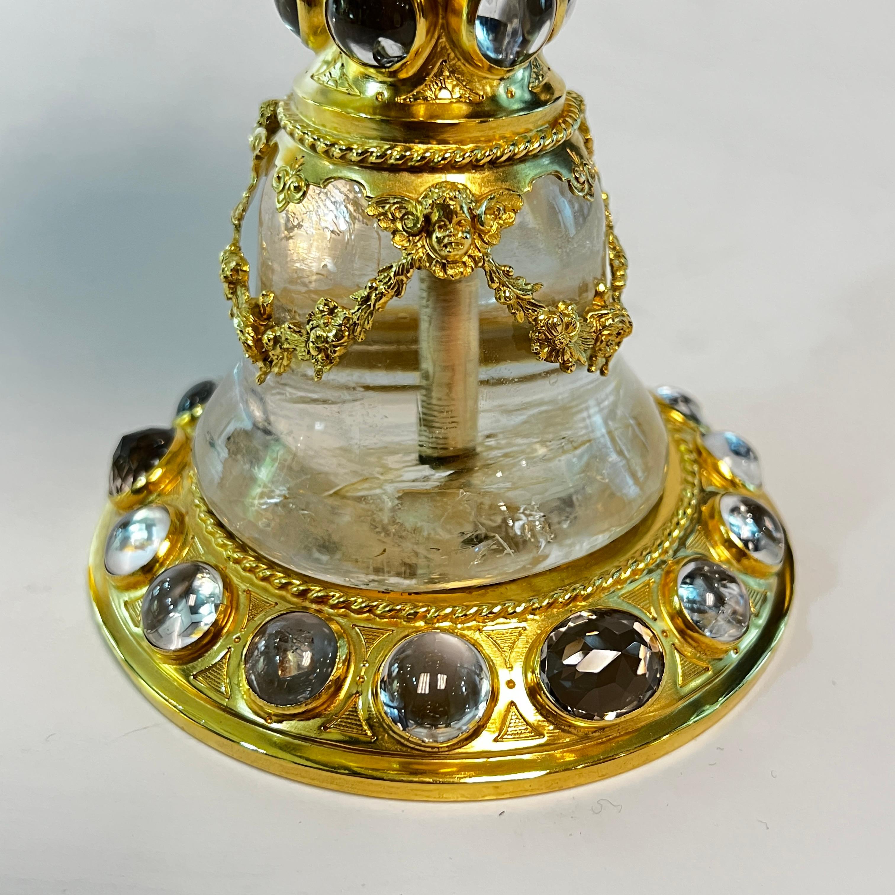 German Rock Crystal and Gilt Brass Coupe with Cover For Sale 4