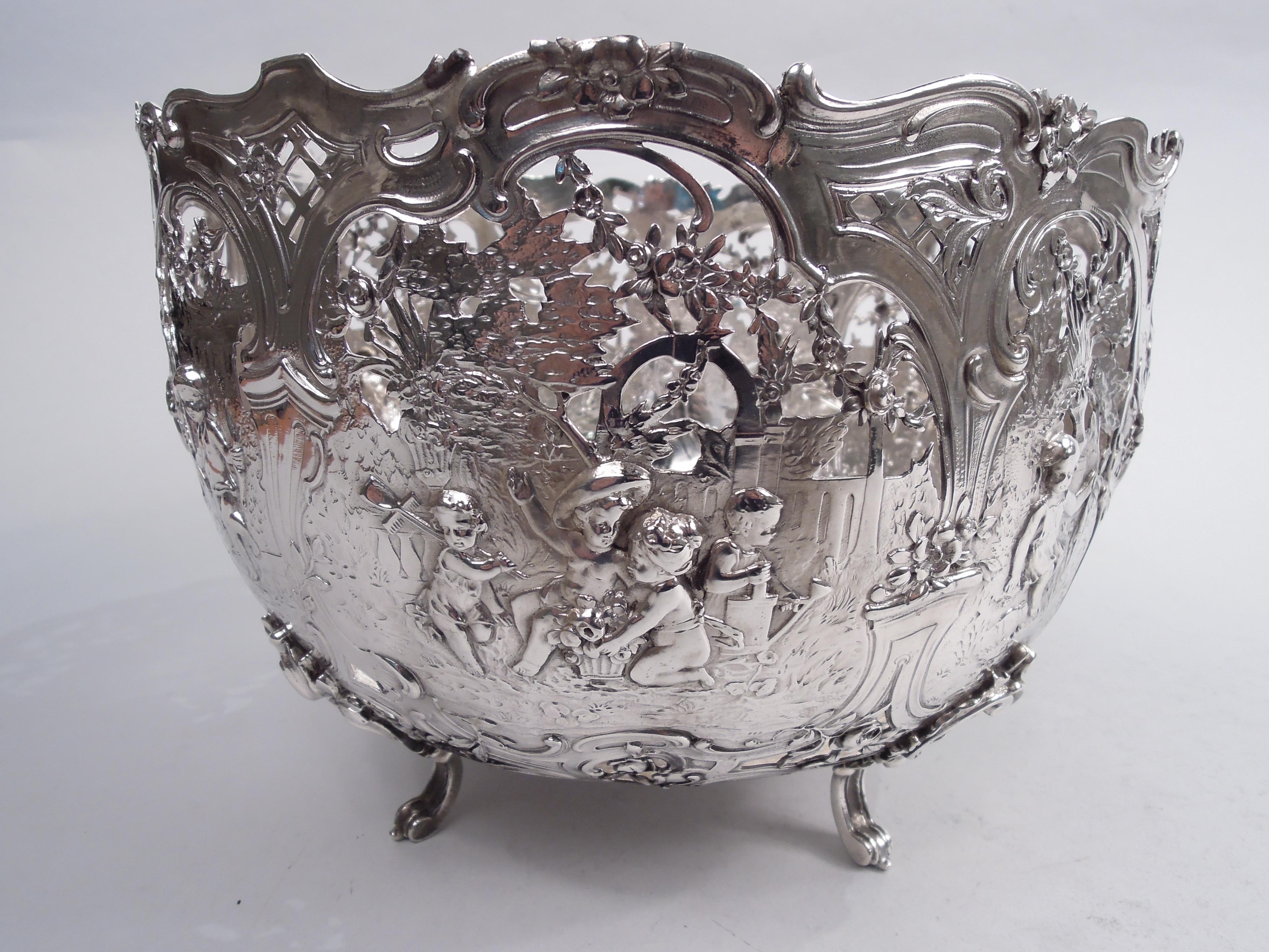 Rococo Revival German Rococo Silver Centerpiece Bowl by Storck & Sinsheimer