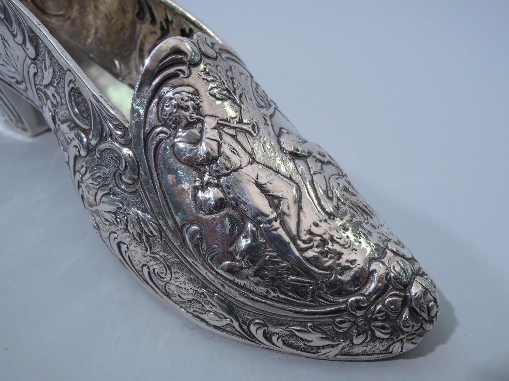 German Rococo Sterling Silver Lady's Shoe In Good Condition In New York, NY