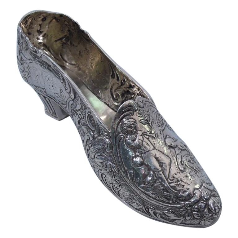 German Rococo Sterling Silver Lady's Shoe For Sale at 1stDibs