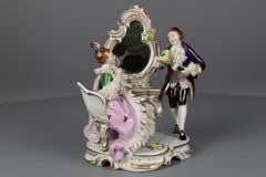 German Rococo Style Porcelain Figurine a Couple at a Dressing Table