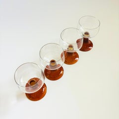 German Roemer Coupe Wine Glasses with Amber Stems - Set of 4