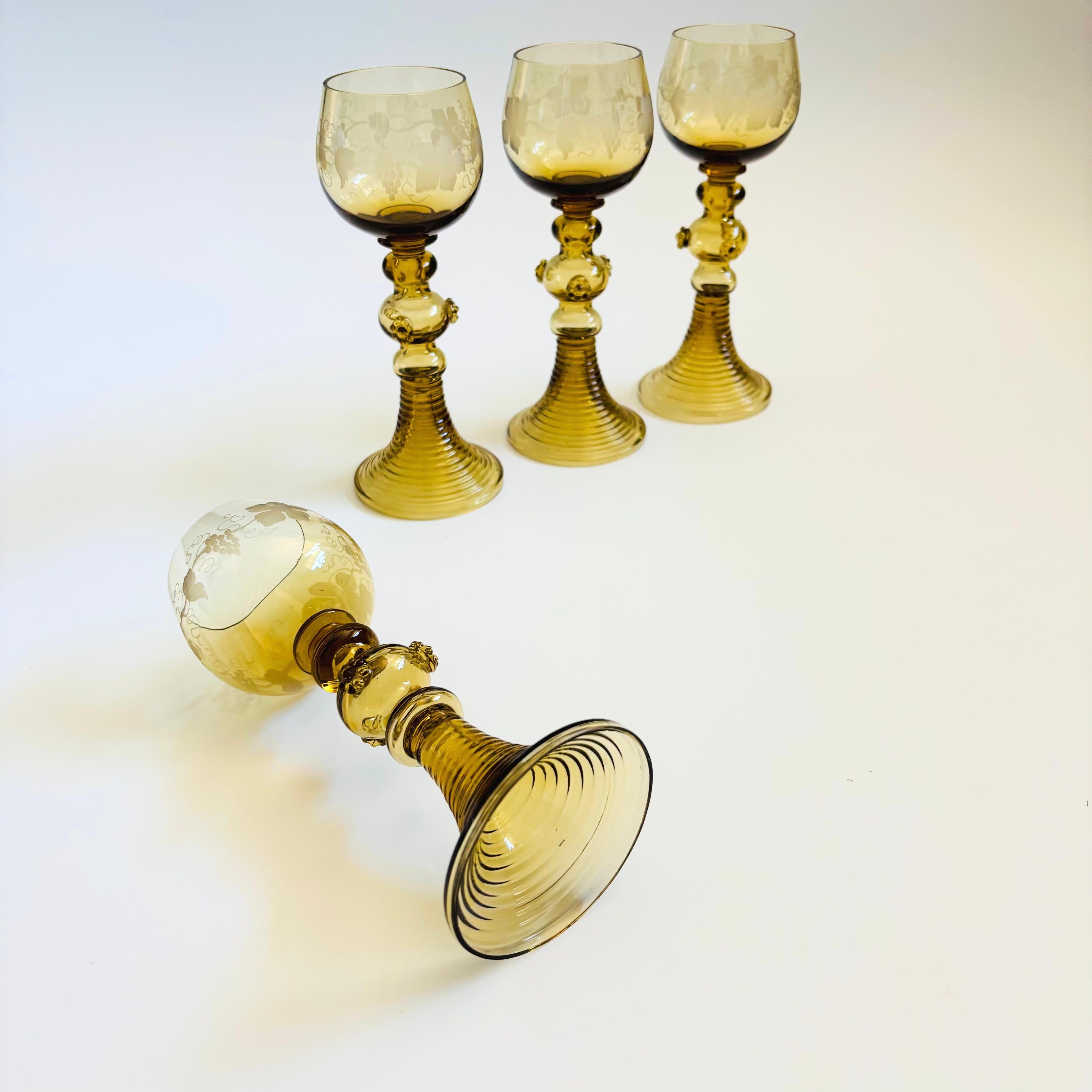German Roemer Glasses - Set of 4 For Sale 3