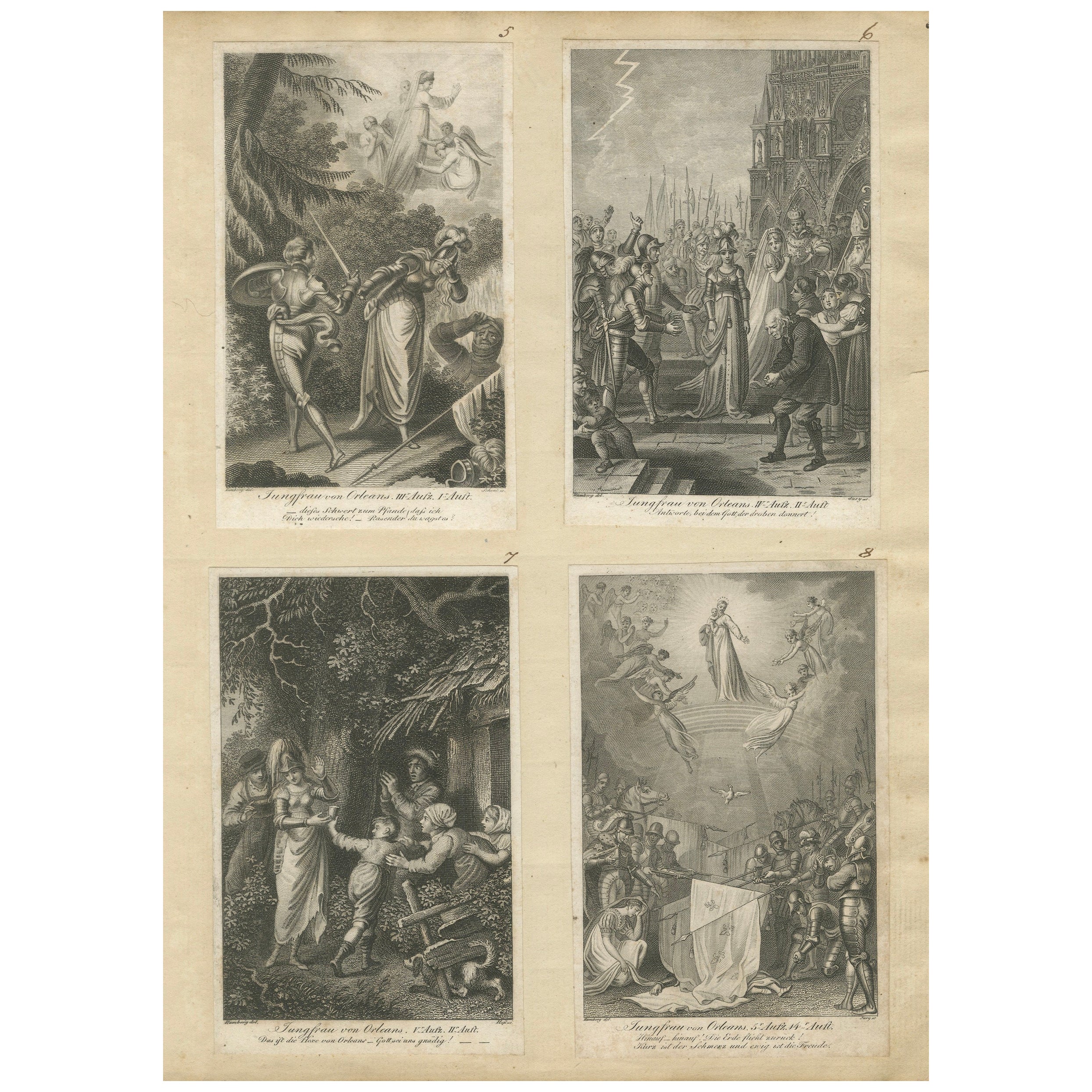 German Romantic Book Engravings, Narrative Scenes, Minerva Taschenbuch 1813