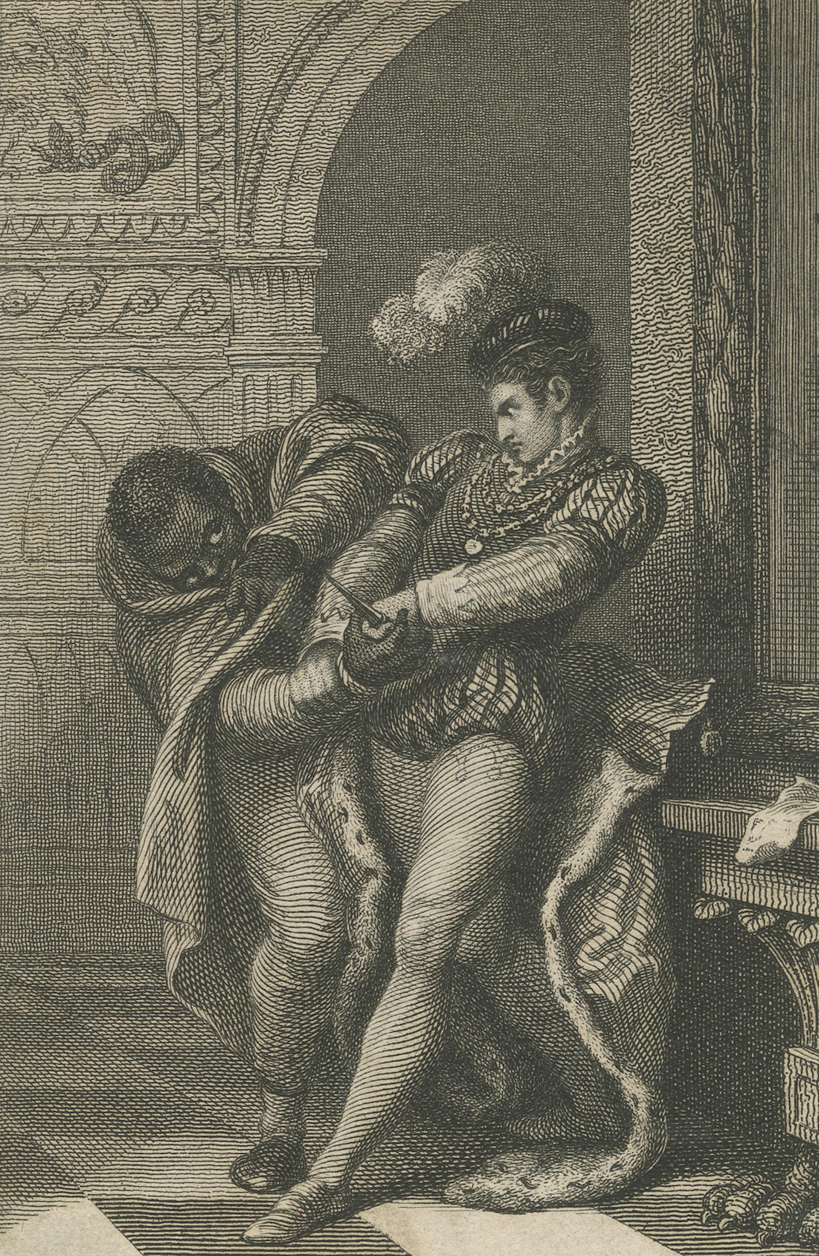 German Romantic Engravings, Dramatic Conflict Scenes, Minerva 1817