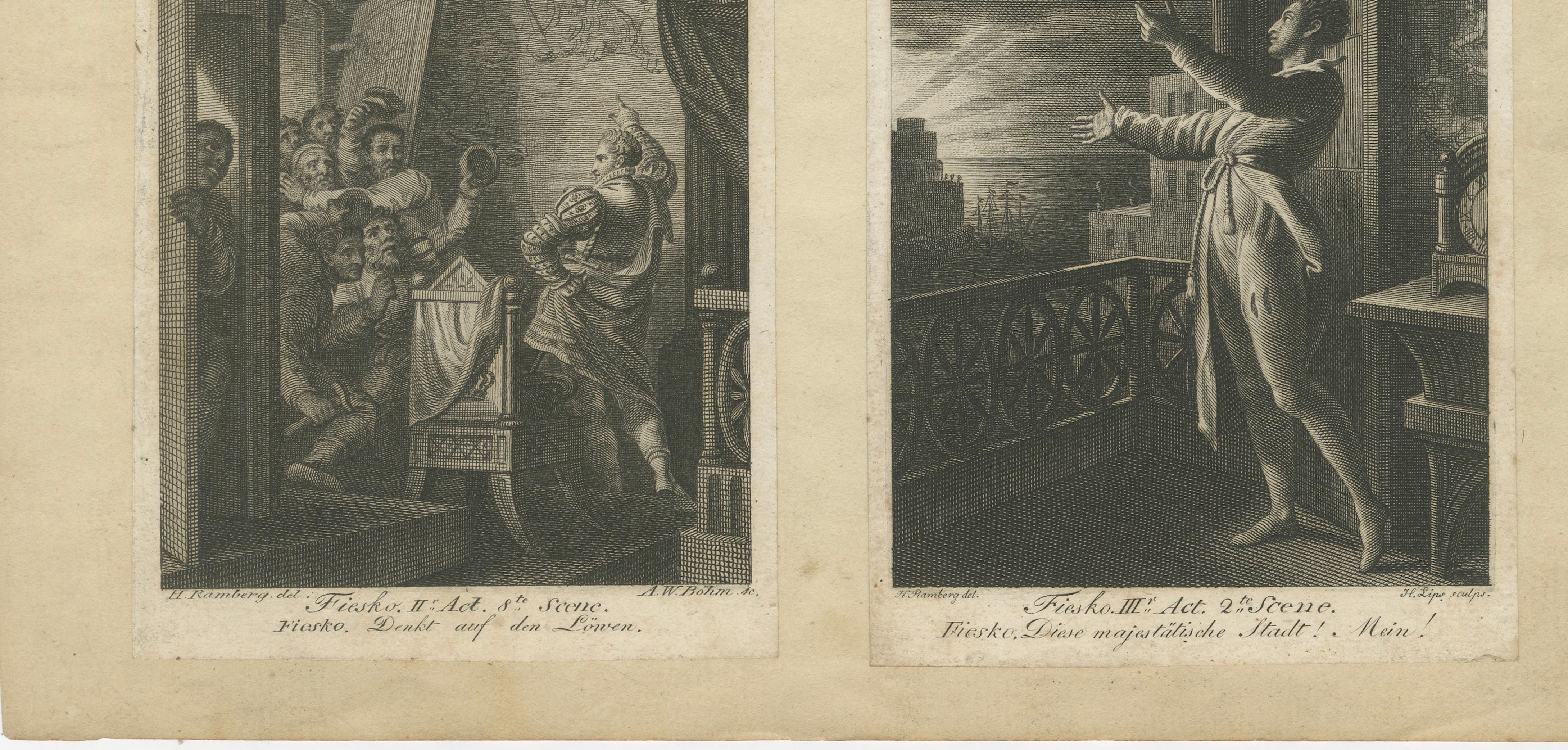 German Romantic Engravings, Dramatic Conflict Scenes, Minerva 1817