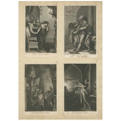 German Romantic Engravings, Dramatic Conflict Scenes, Minerva 1817