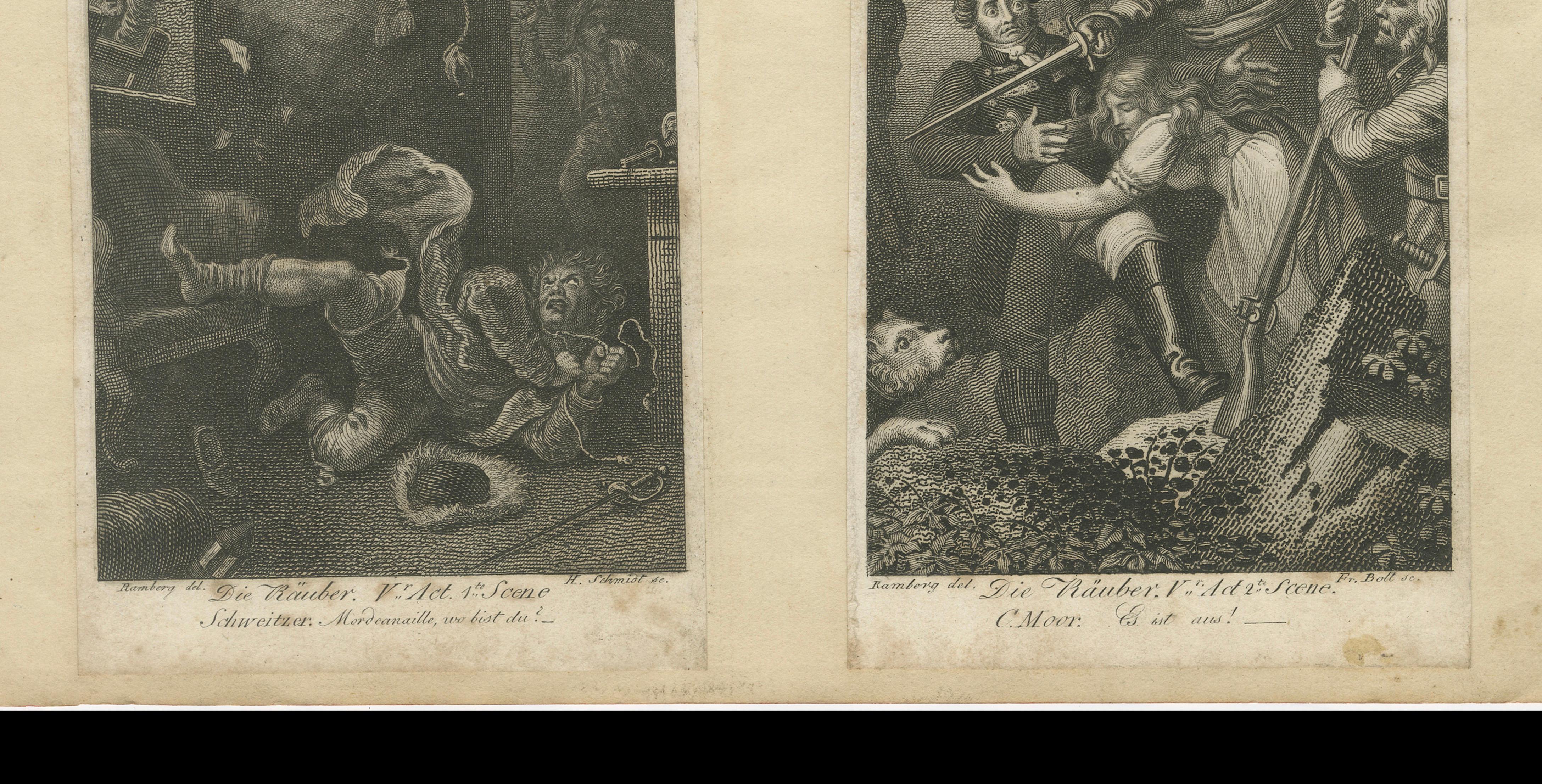 German Romantic Theatre Engravings, Dramatic Scenes, Minerva Taschenbuch, 1813