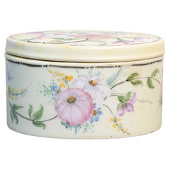 German Rosenthal Bavaria 1920s Oval Porcelain Lidded Box with Floral Décor