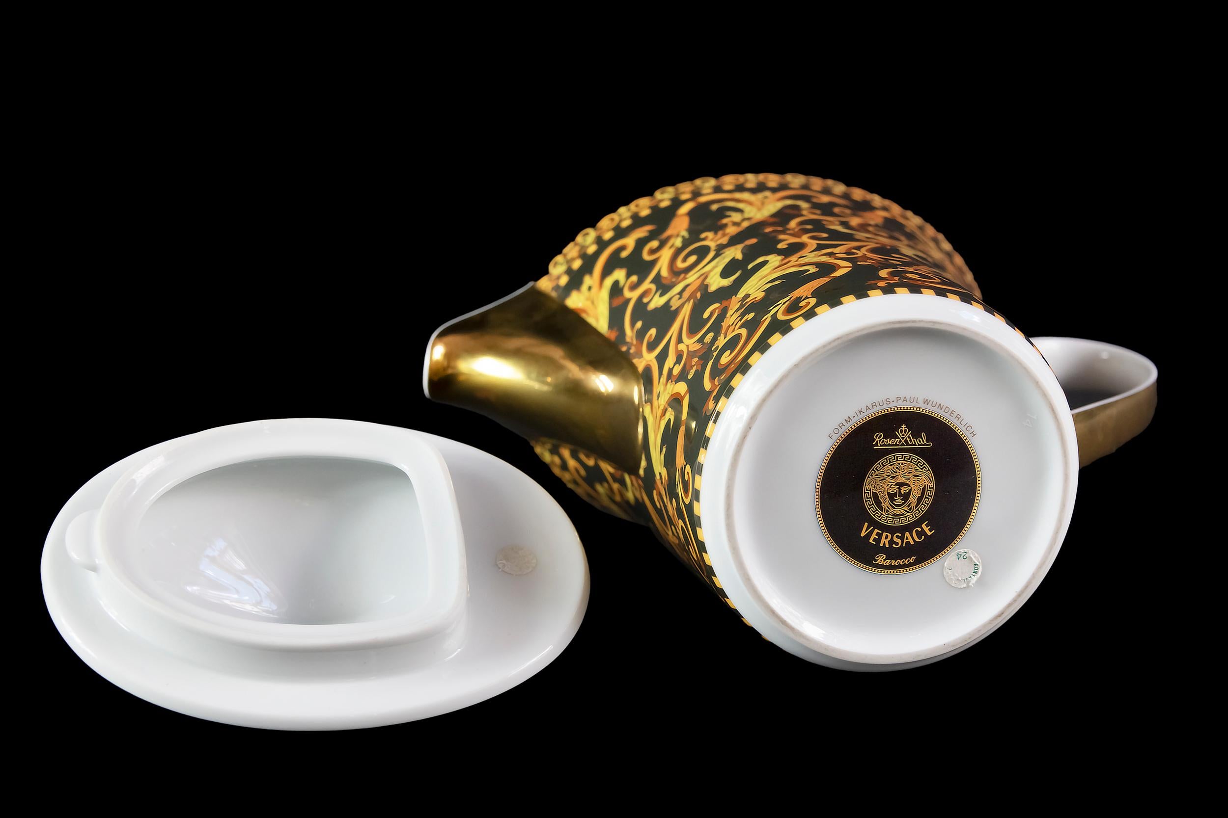 20th Century German Rosenthal Porcelain Tea Pot Model Barocco by Versace For Sale