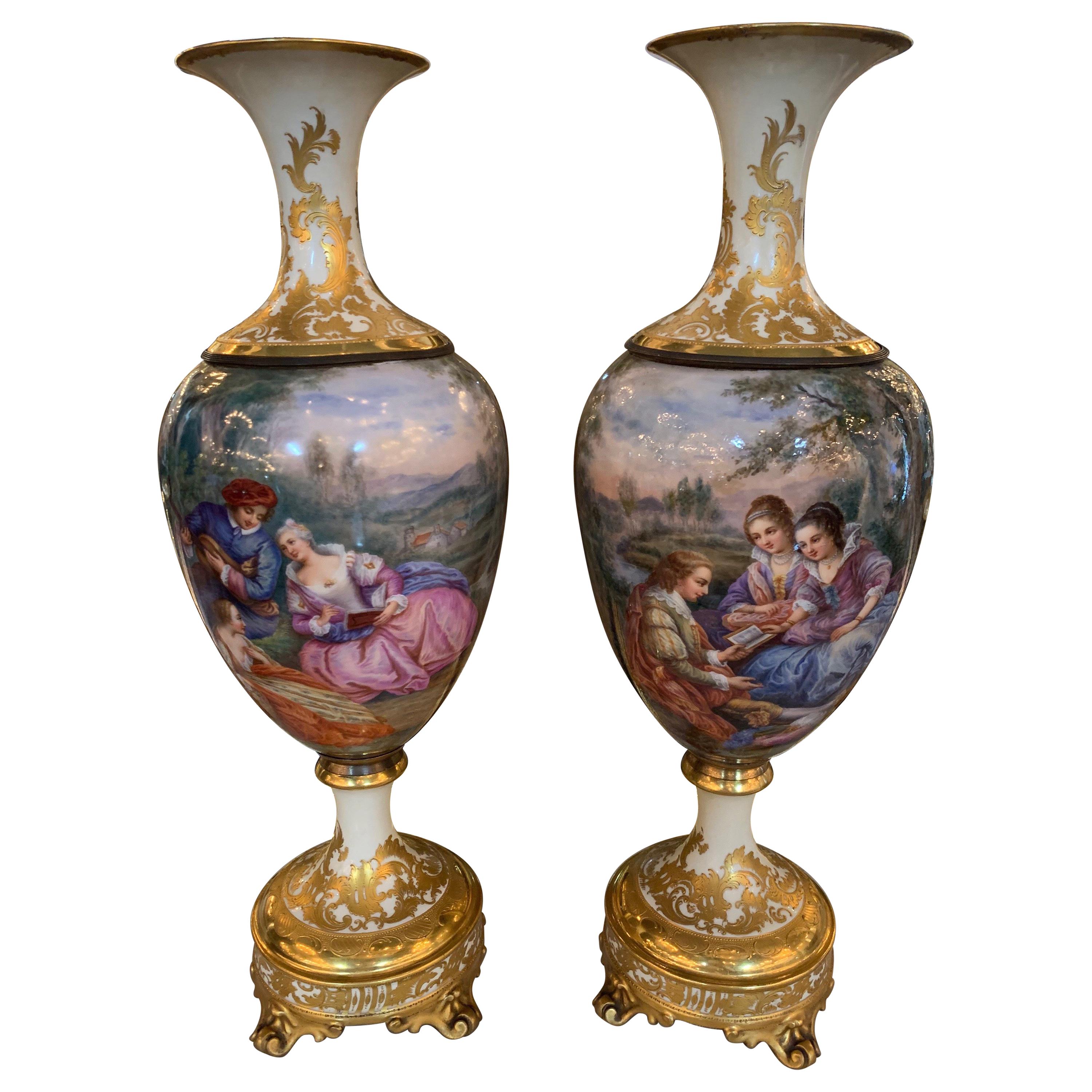 German Royal Vienna Porcelain Vases