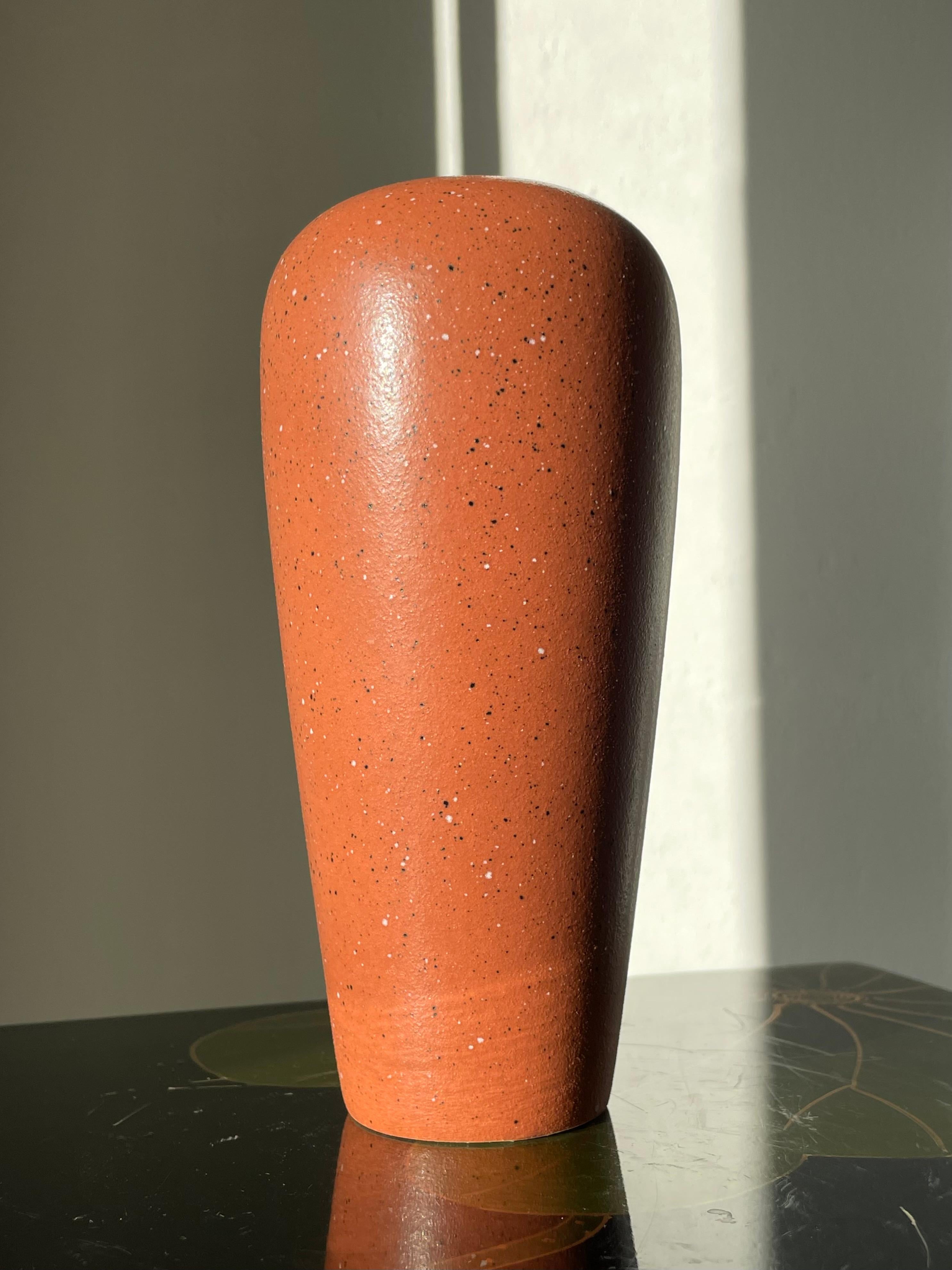 German Scheurich Rusty Red Ceramic Modern Vase, 1970s For Sale