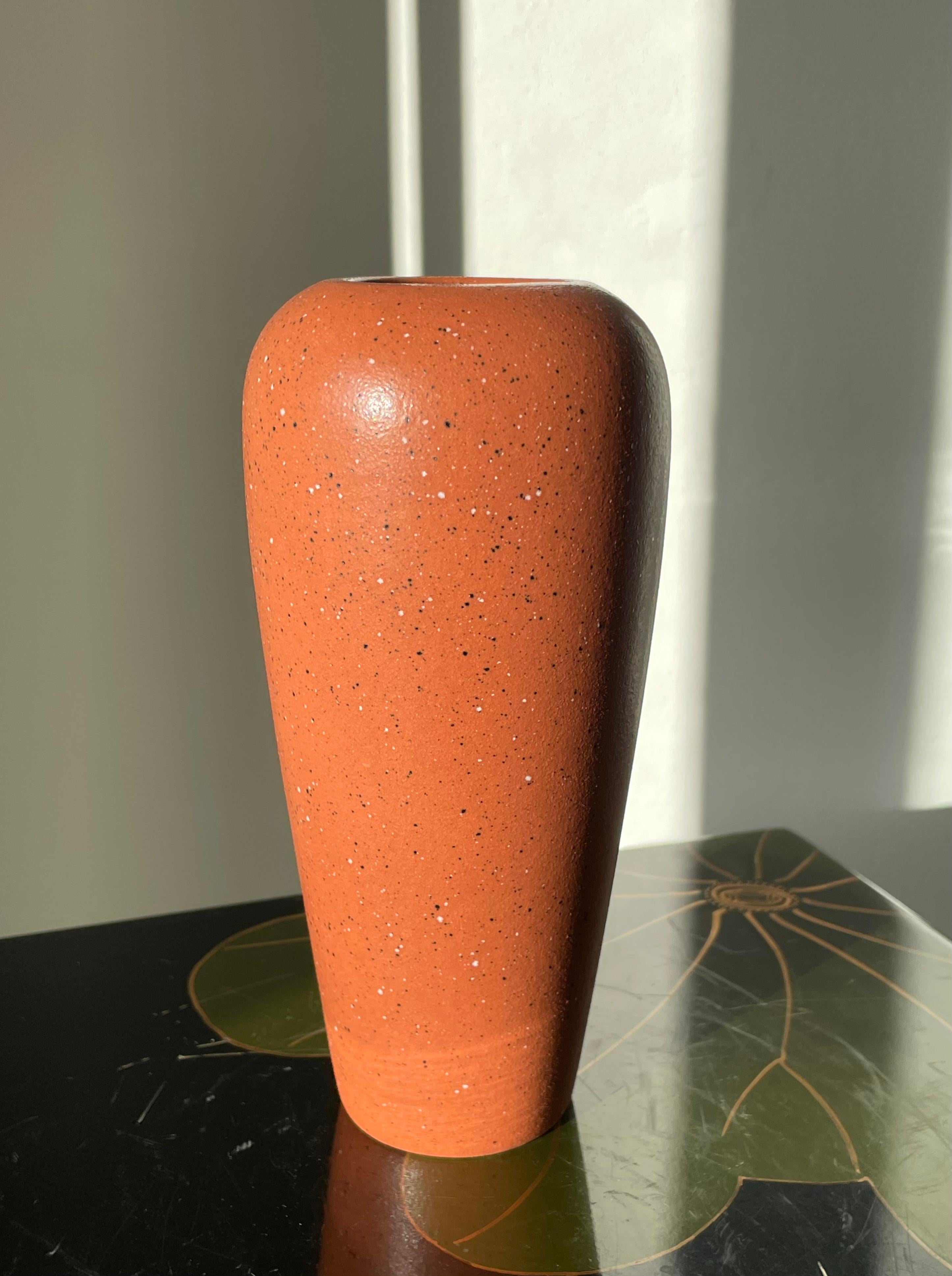Hand-Crafted Scheurich Rusty Red Ceramic Modern Vase, 1970s For Sale