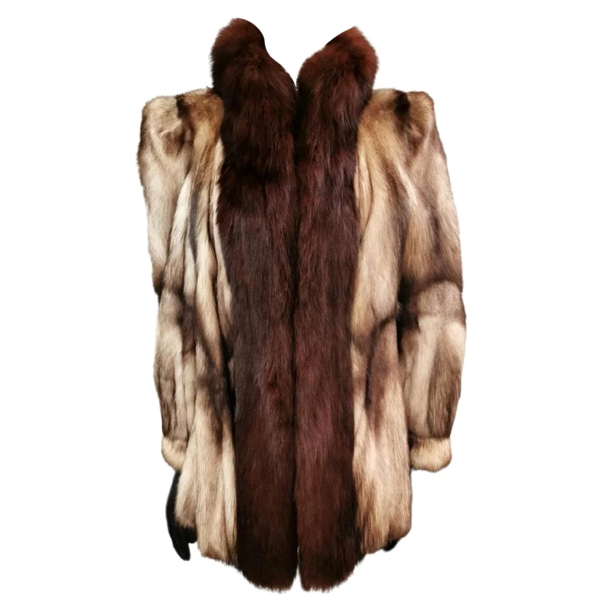 German sable fur coat fox fur trim size 12-14