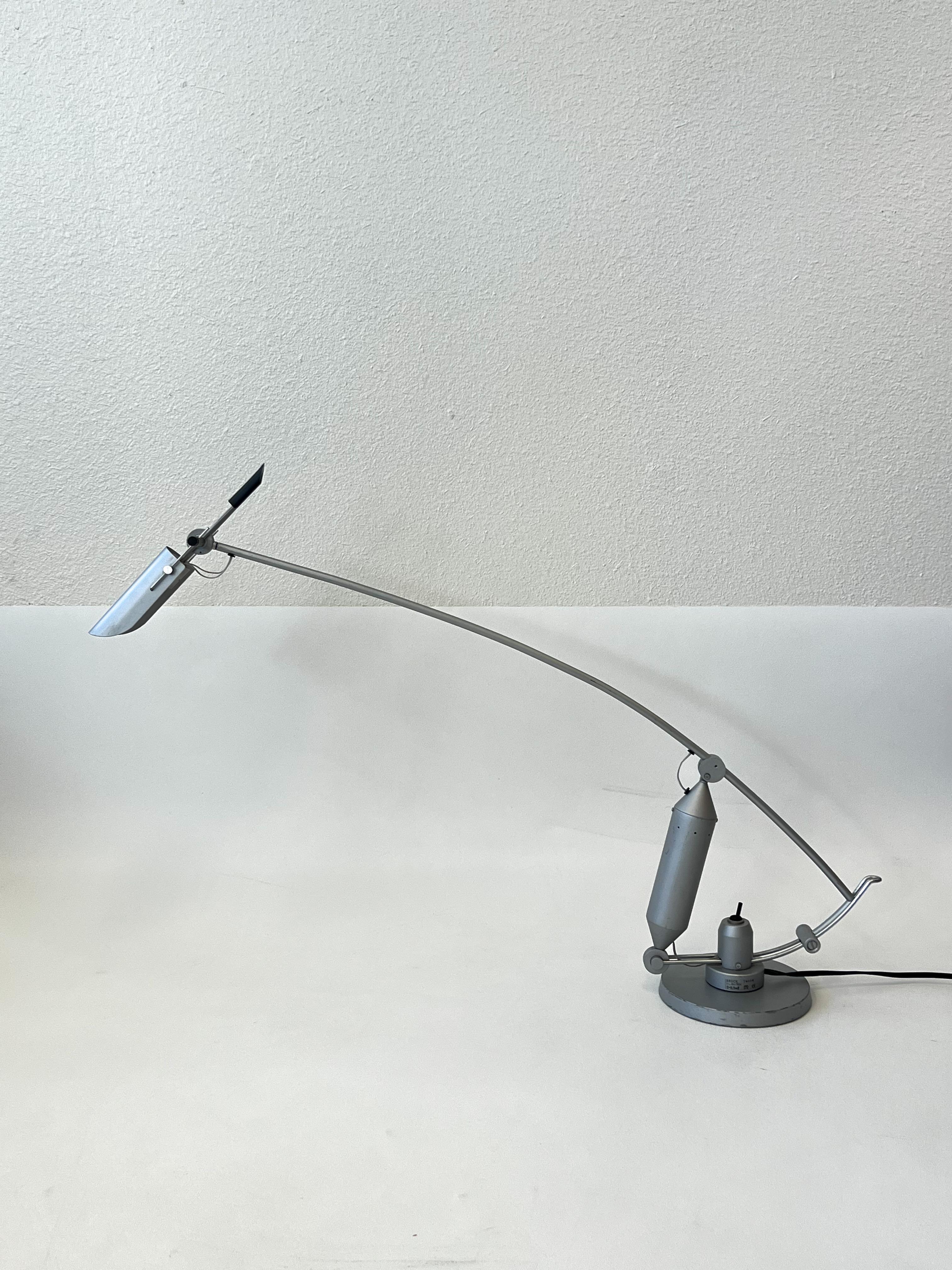 Rare 1994 Post-Modern “ Tenza” desk lamp design by Archim Bredin for Bruck. 
In original vintage collection. It does show some wear(See detail photos). 
Wire for US. 
