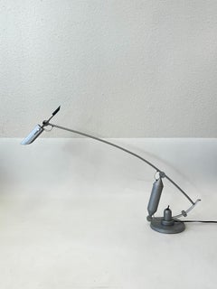 German Satin Aluminum Post Modern “Tenza” Desk Lamp by Archim Bredin for Bruck