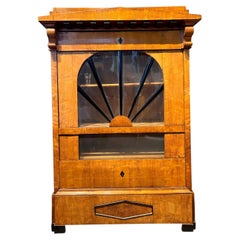 German Satin Birch Biedermeier Cabinet