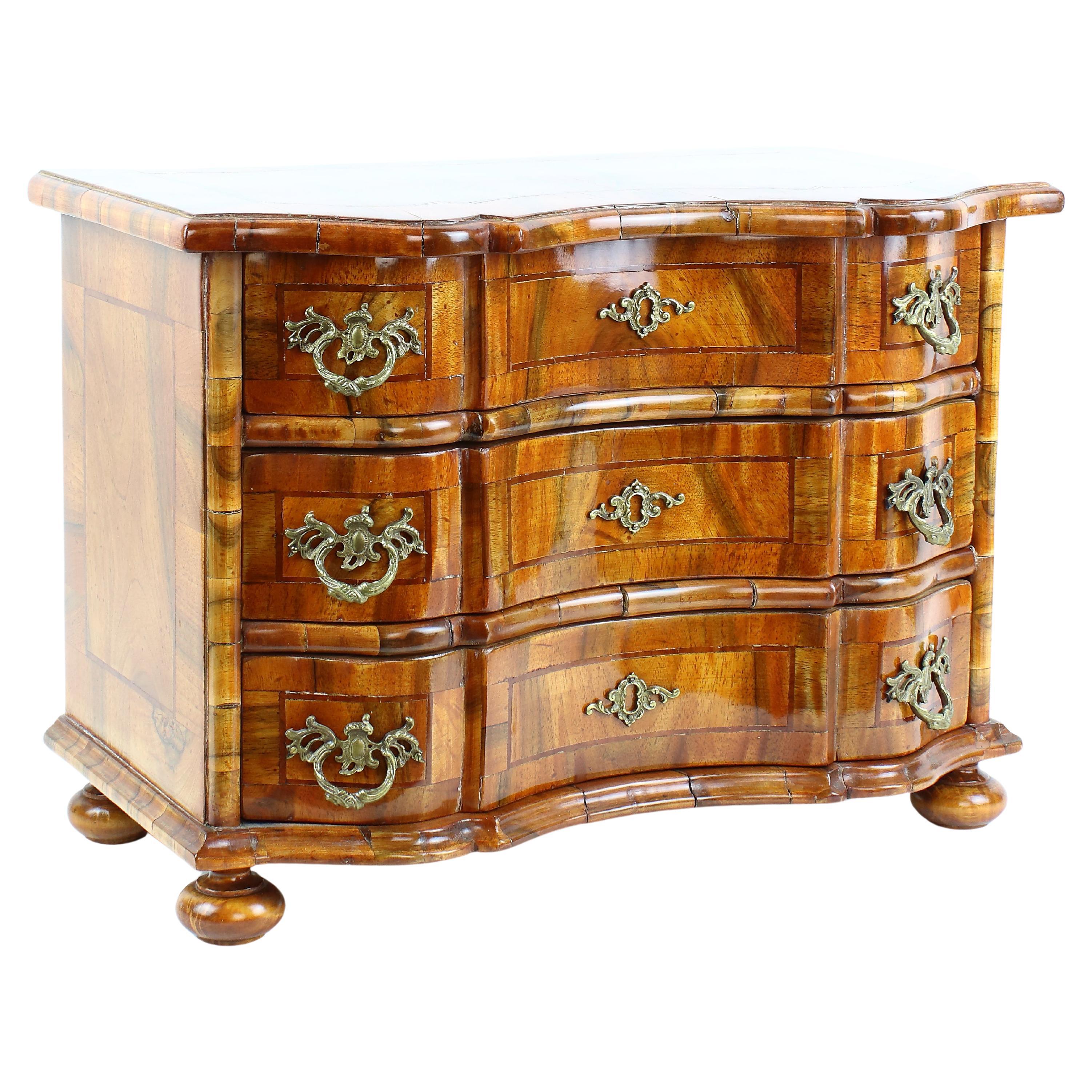 German Saxonian Baroque Style Walnut Veneer Chest of Drawers or Commode