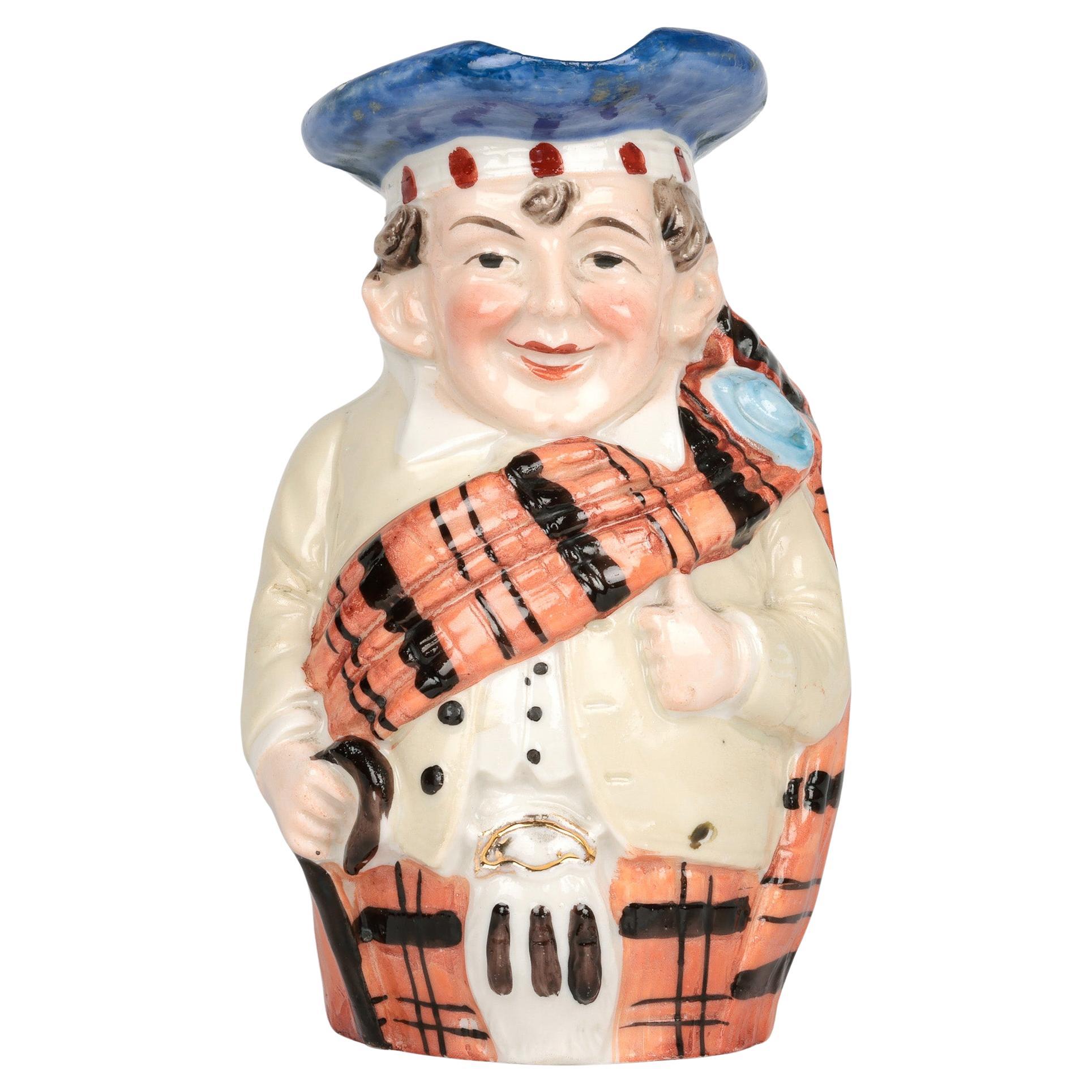 German Schafer & Vater Attributed Porcelain Figural Scotsman Character Jug For Sale
